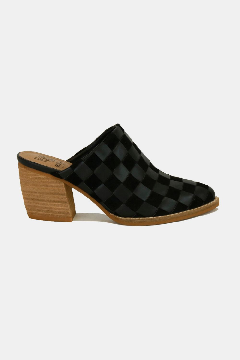 Beast Fashion Woven Checkerboard Block Heel Mule Shoes-SHOES-[Adult]-[Female]-2022 Online Blue Zone Planet