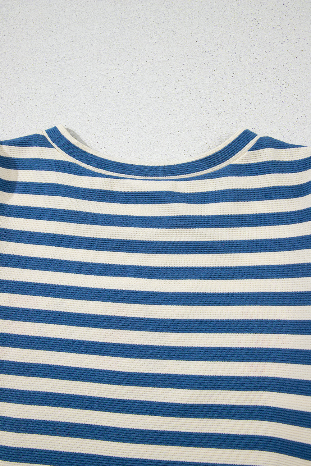 Blue Stripe America Cursive Graphic Puff Sleeve T-shirt