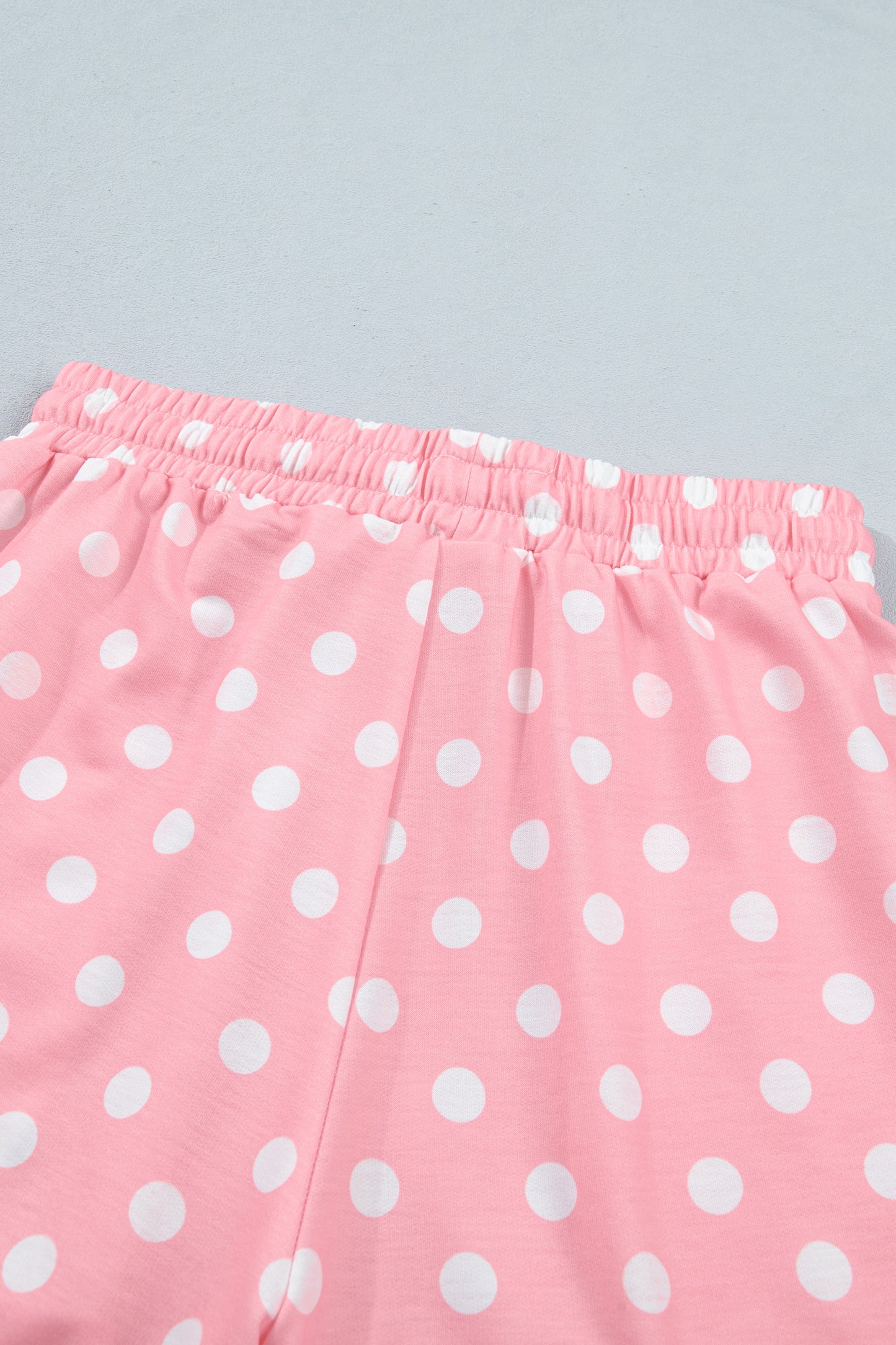 Sky Blue Polka Dot Oversized Top Drawstring Short Set-Two Piece Sets/Short Sets-[Adult]-[Female]-2022 Online Blue Zone Planet
