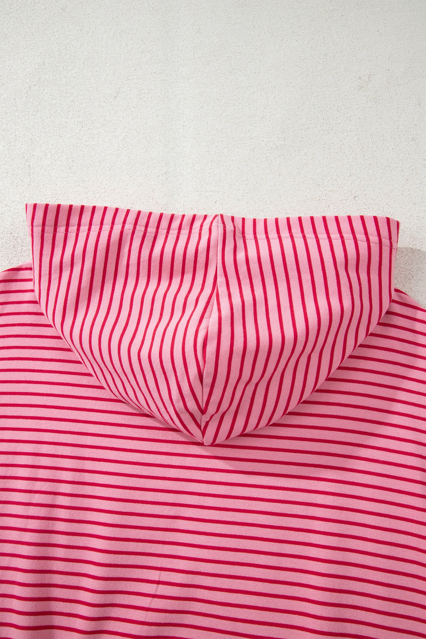 Rose Stripe Thumbhole Side Slits Drop Shoulder Loose Fit Hoodie-Tops / Dresses-[Adult]-[Female]-2022 Online Blue Zone Planet