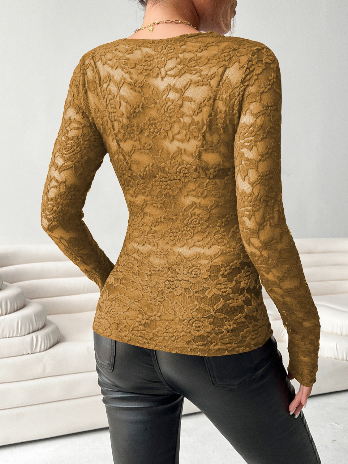 V-Neck Long Sleeve Lace Top-TOPS / DRESSES-[Adult]-[Female]-2022 Online Blue Zone Planet