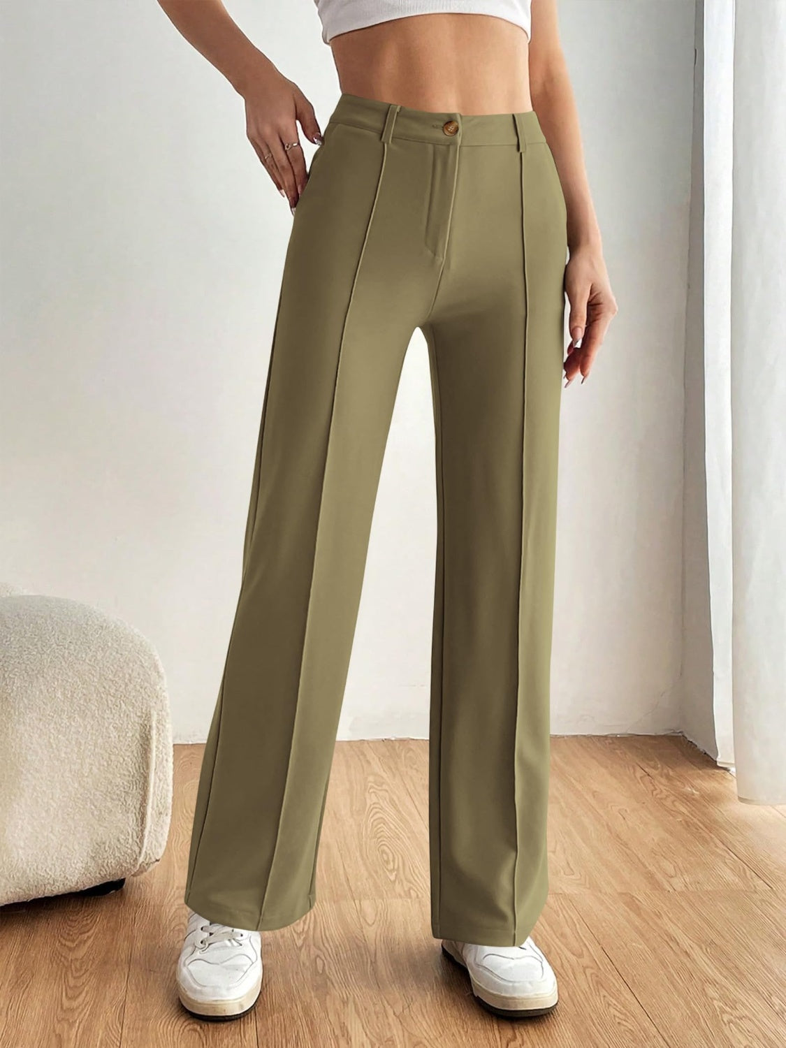 High Waist Wide Leg Pants-BOTTOMS SIZES SMALL MEDIUM LARGE-[Adult]-[Female]-2022 Online Blue Zone Planet