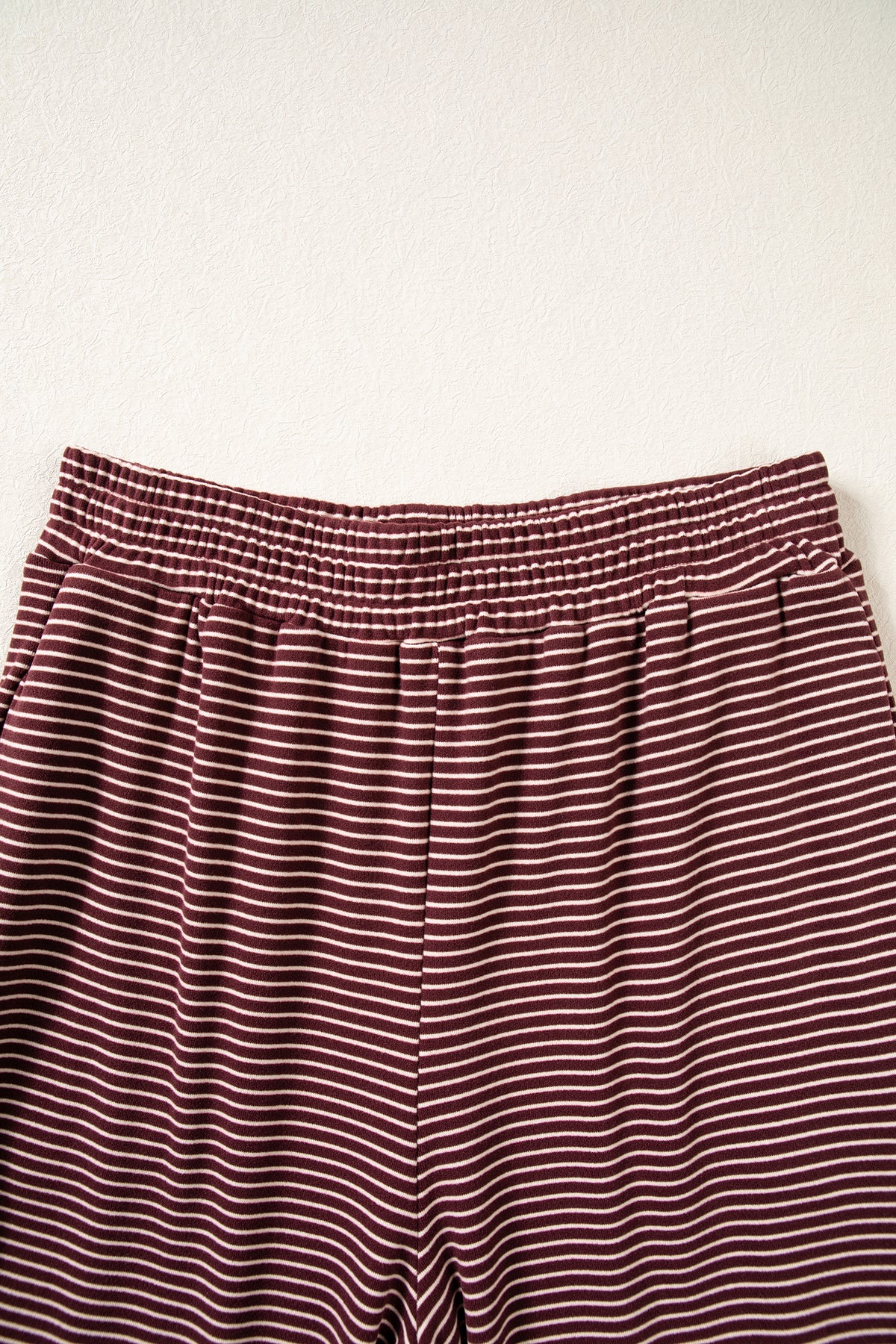 Brown Stripe Contrast Trim Round Neck Oversize Long Sleeve Top 2pcs Pant Set-Two Piece Sets/Pant Sets-[Adult]-[Female]-2022 Online Blue Zone Planet