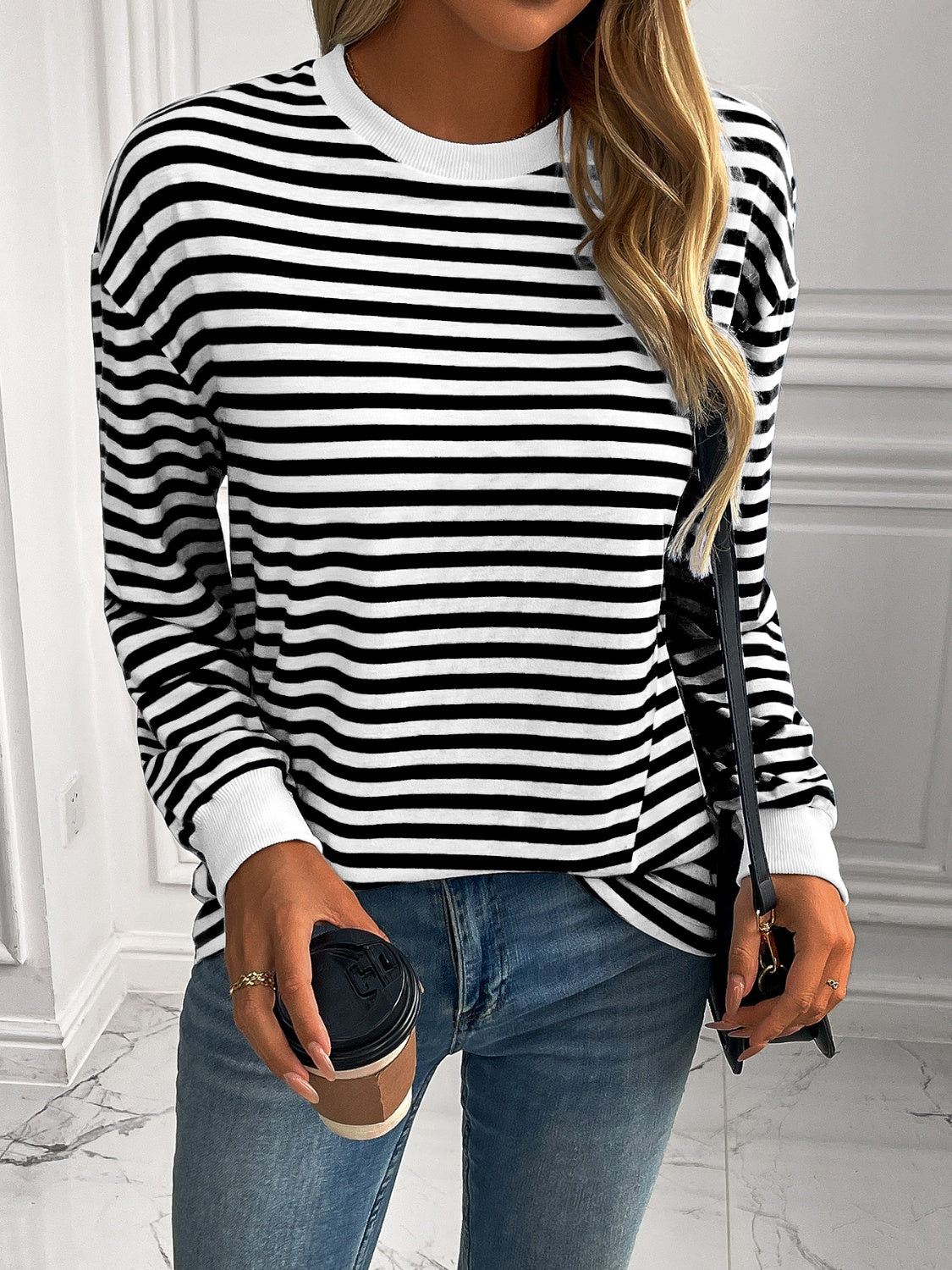 Ivy Lane Striped Round Neck Long Sleeve Sweatshirt-TOPS / DRESSES-[Adult]-[Female]-2022 Online Blue Zone Planet