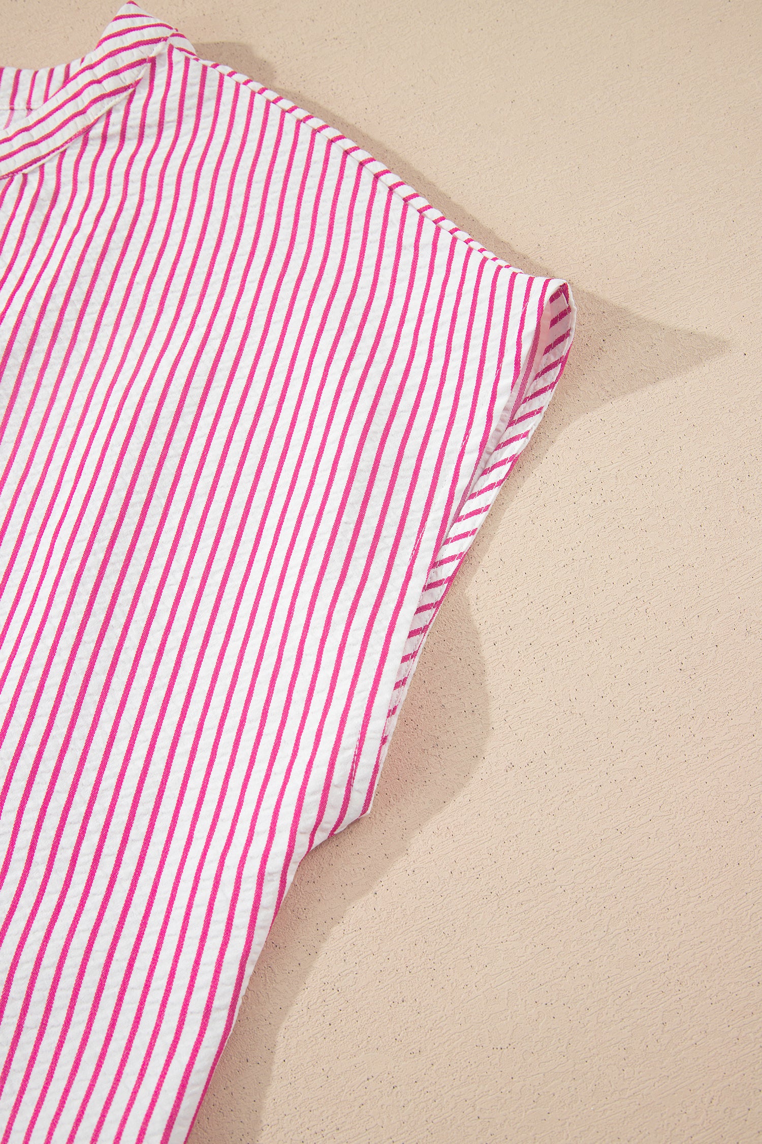 Red Stripe Frilled Detail Half Buttons Short Sleeve Long Dress-TOPS / DRESSES-[Adult]-[Female]-2022 Online Blue Zone Planet