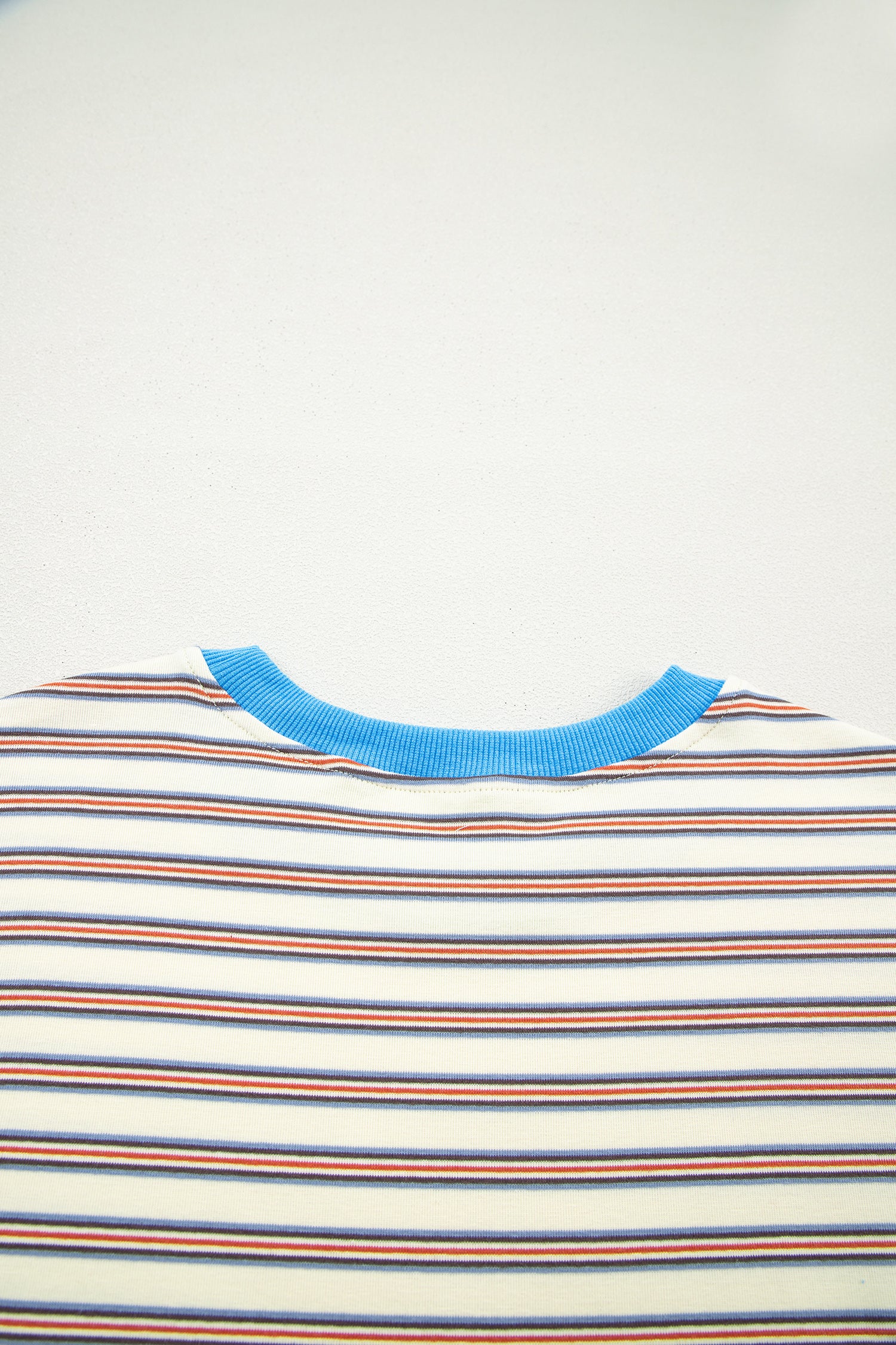 White Stripe Drop Shoulder Cuffed Sleeve Loose Tunic T Shirt Mini Dress-TOPS / DRESSES-[Adult]-[Female]-2022 Online Blue Zone Planet