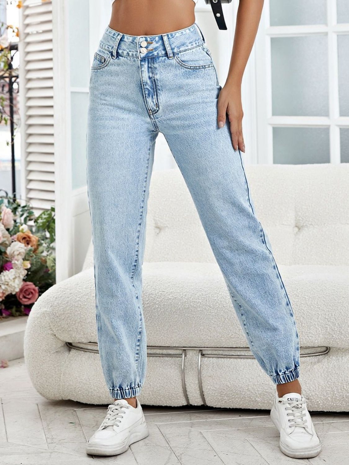 High Waist Jeans with Pockets-[Adult]-[Female]-Light-XS-2022 Online Blue Zone Planet