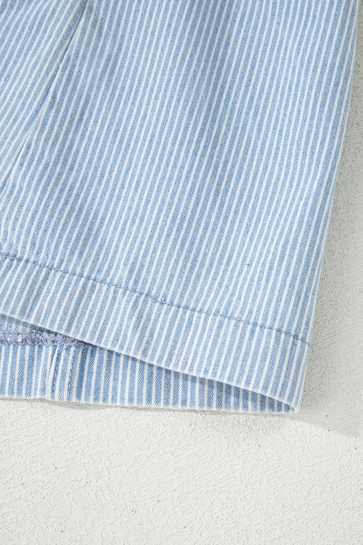 Sky Blue Stripe Collared Button Front Sleeveless Denim Mini Dress-TOPS / DRESSES-[Adult]-[Female]-2022 Online Blue Zone Planet