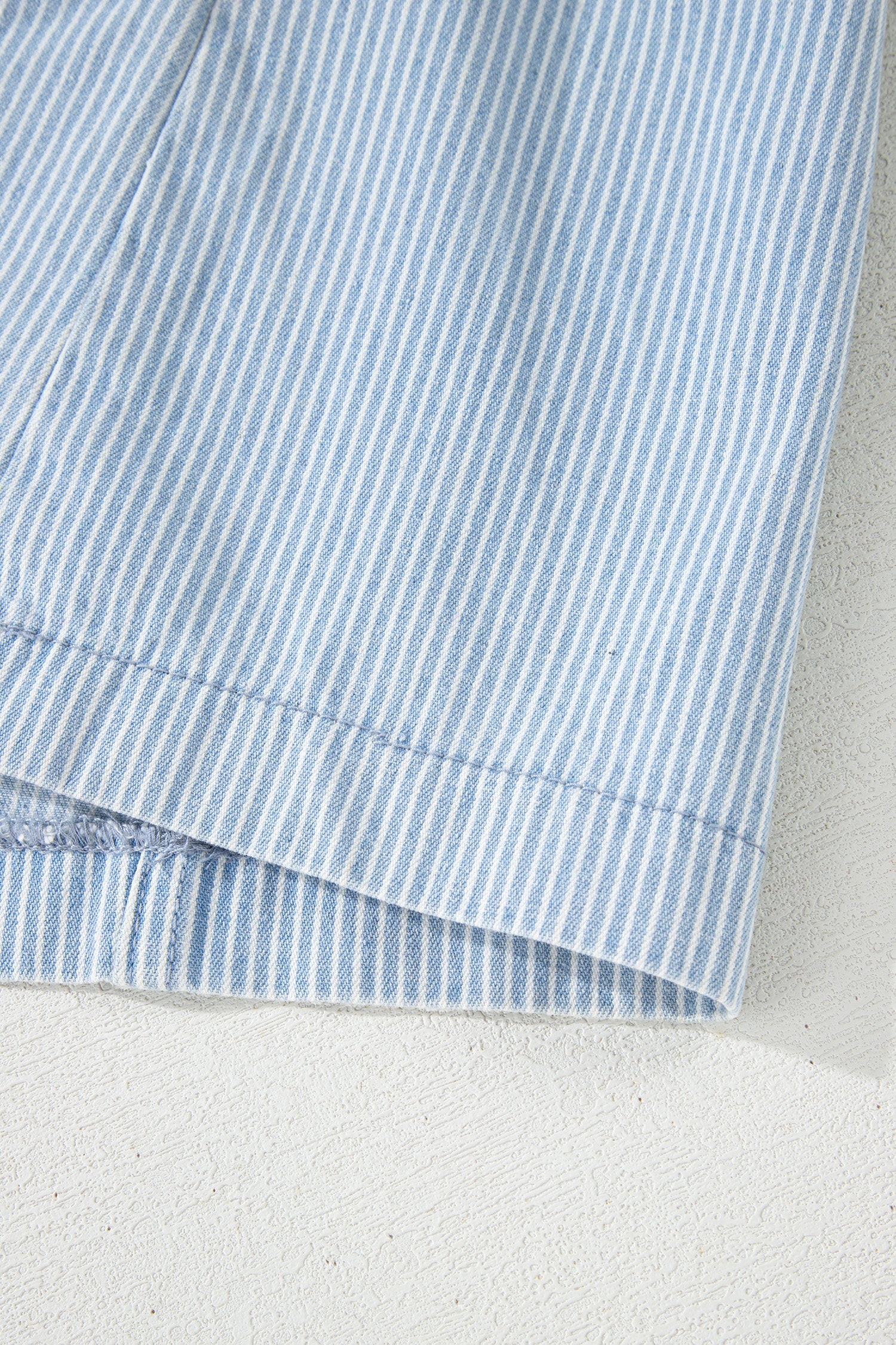 Sky Blue Stripe Collared Button Front Sleeveless Denim Mini Dress-TOPS / DRESSES-[Adult]-[Female]-2022 Online Blue Zone Planet