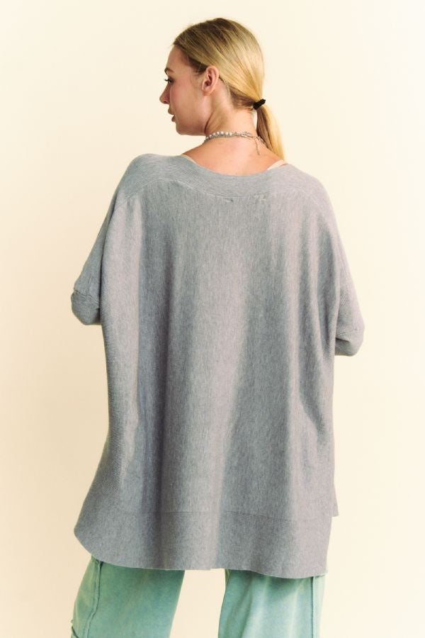 Davi & Dani Round Neck Dropped Shoulder Long Sleeve Knit Top-TOPS / DRESSES-[Adult]-[Female]-2022 Online Blue Zone Planet