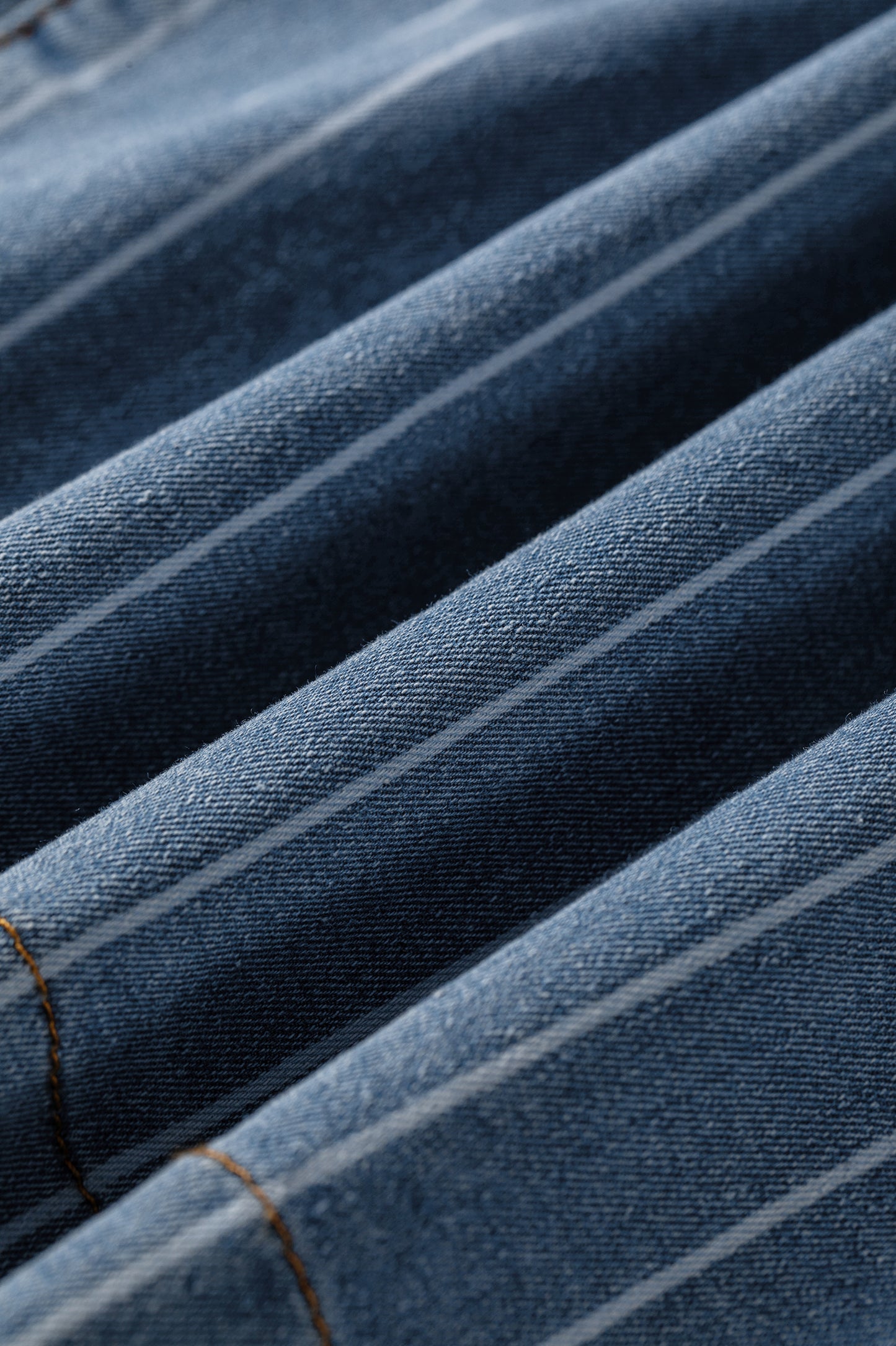 Sky Blue Stripe Plus Size Buttoned Loose Wide Leg Denim Pants-Plus Size/Plus Size Bottoms-[Adult]-[Female]-2022 Online Blue Zone Planet
