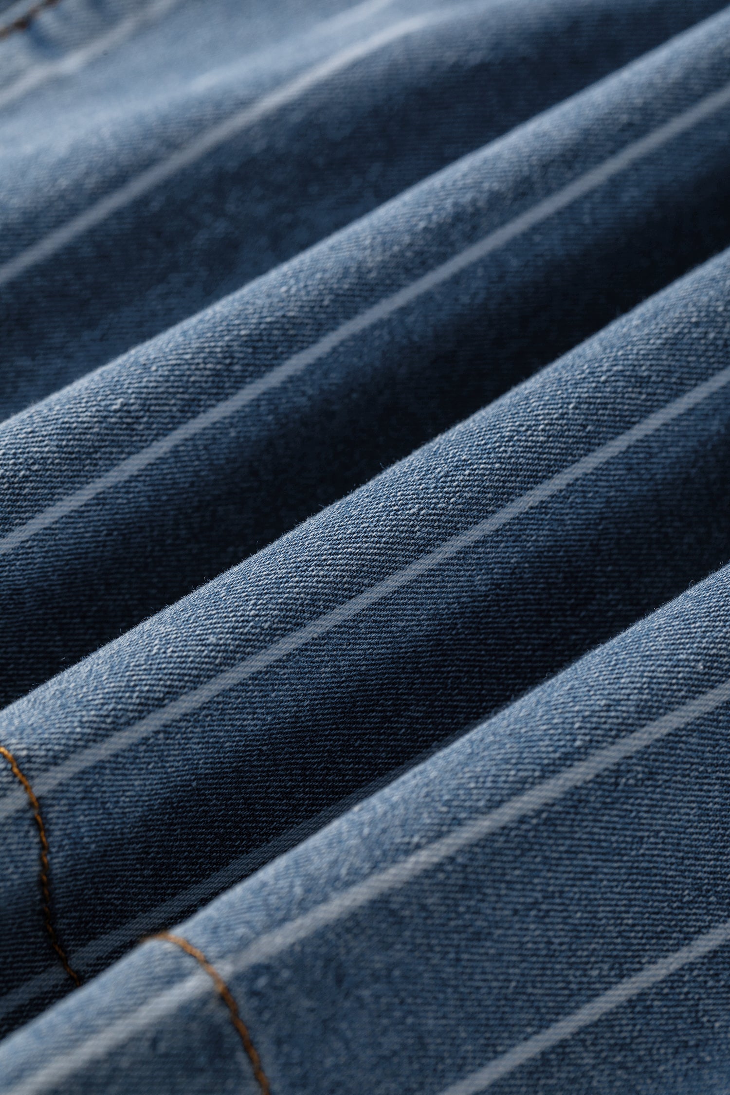 Sky Blue Stripe Plus Size Buttoned Loose Wide Leg Denim Pants-Plus Size/Plus Size Bottoms-[Adult]-[Female]-2022 Online Blue Zone Planet