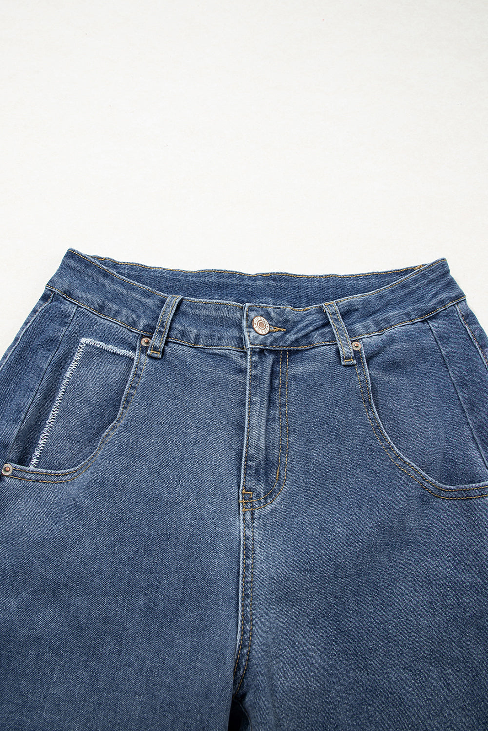 Ashleigh Blue Stitched Raw Hem Wide Leg Loose Jeans-TOPS / DRESSES-[Adult]-[Female]-2022 Online Blue Zone Planet