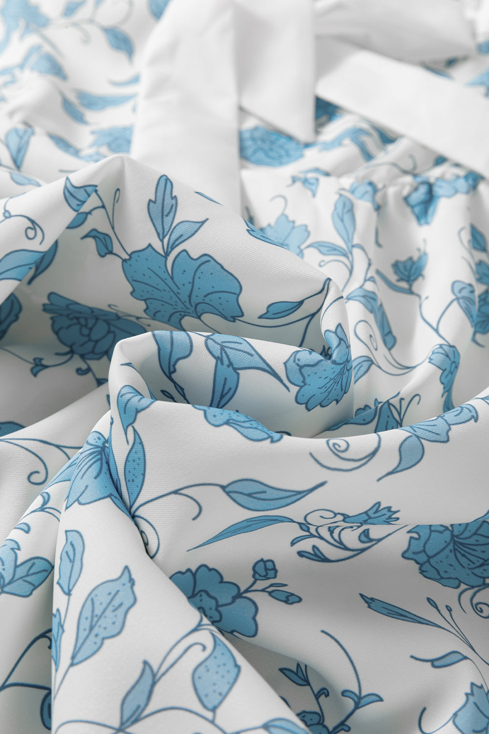 Sky Blue Floral Contrast Bow Puff Sleeve Mini Dress-TOPS / DRESSES-[Adult]-[Female]-2022 Online Blue Zone Planet