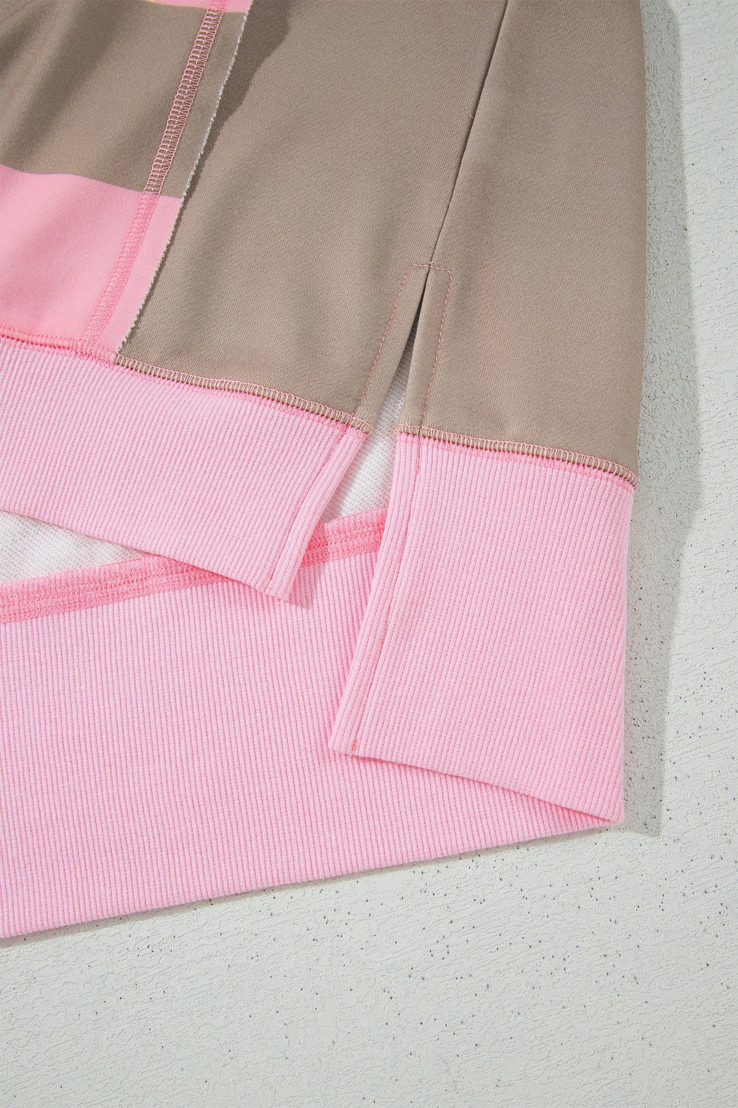 Pink Stripe Striped Colorblock Patch Pocket Split Hem Oversized Long Sleeve Sweatshirt-Tops/Sweatshirts & Hoodies-[Adult]-[Female]-2022 Online Blue Zone Planet
