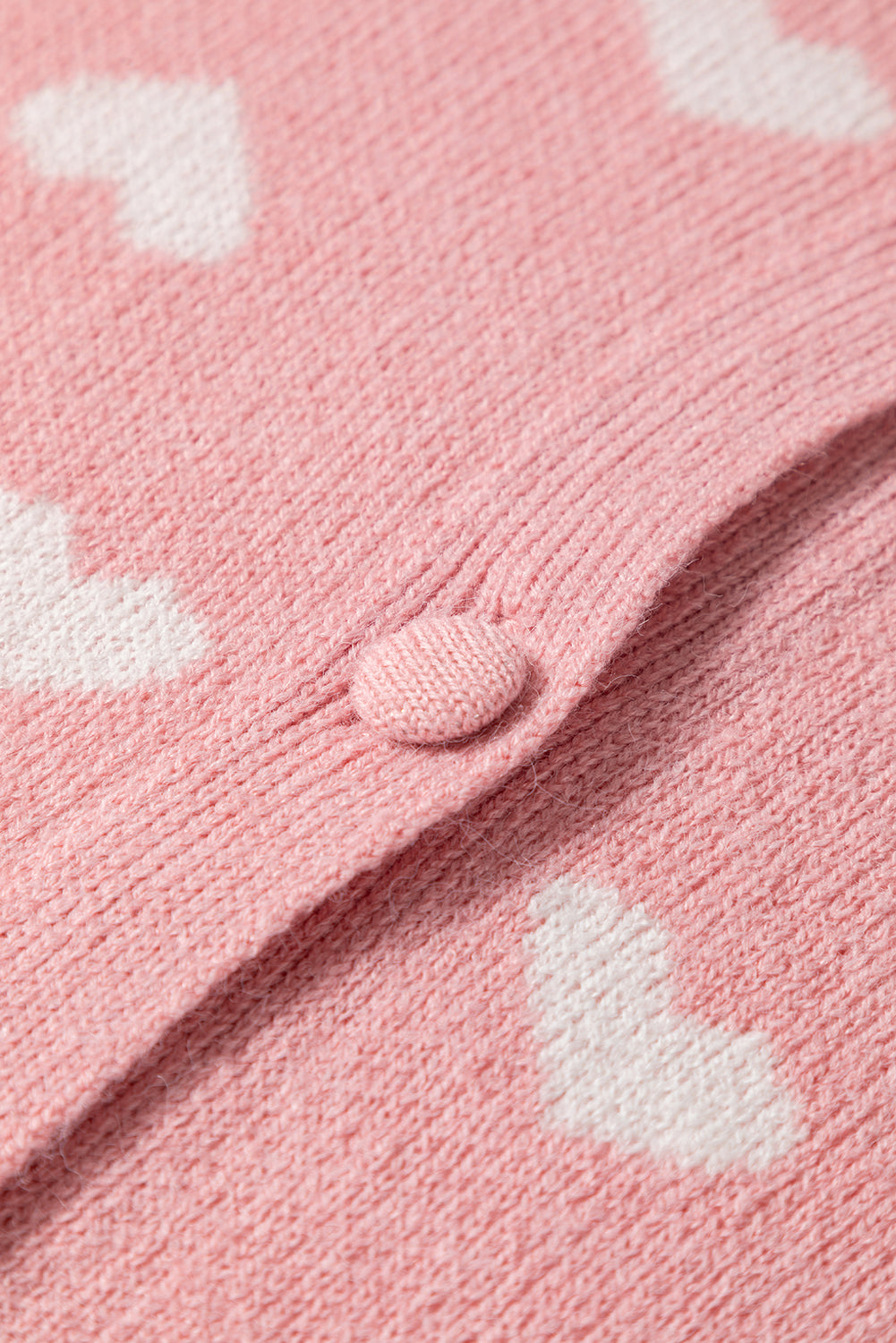 Light Pink Heart Pattern Button Front Cardigan Sweater-Cardigans-[Adult]-[Female]-2022 Online Blue Zone Planet