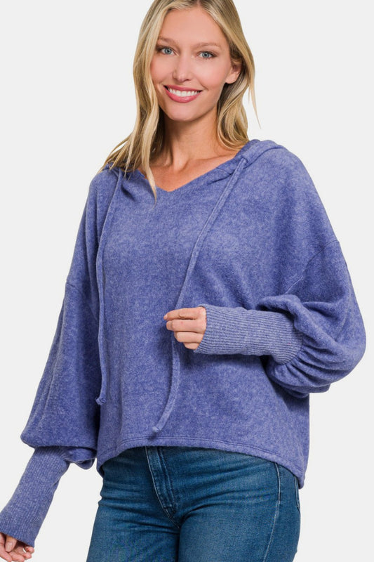 Zenana Brushed Hacci Drop Shoulder Cropped Hoodie-TOPS / DRESSES-[Adult]-[Female]-Marlin-S/M-2022 Online Blue Zone Planet