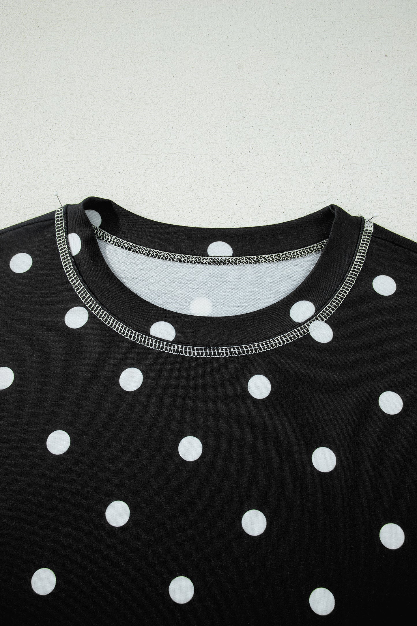 White Exposed Seam Detail Polka Dot Loose Tee Drawstring Shorts Set-Two Piece Sets/Short Sets-[Adult]-[Female]-2022 Online Blue Zone Planet
