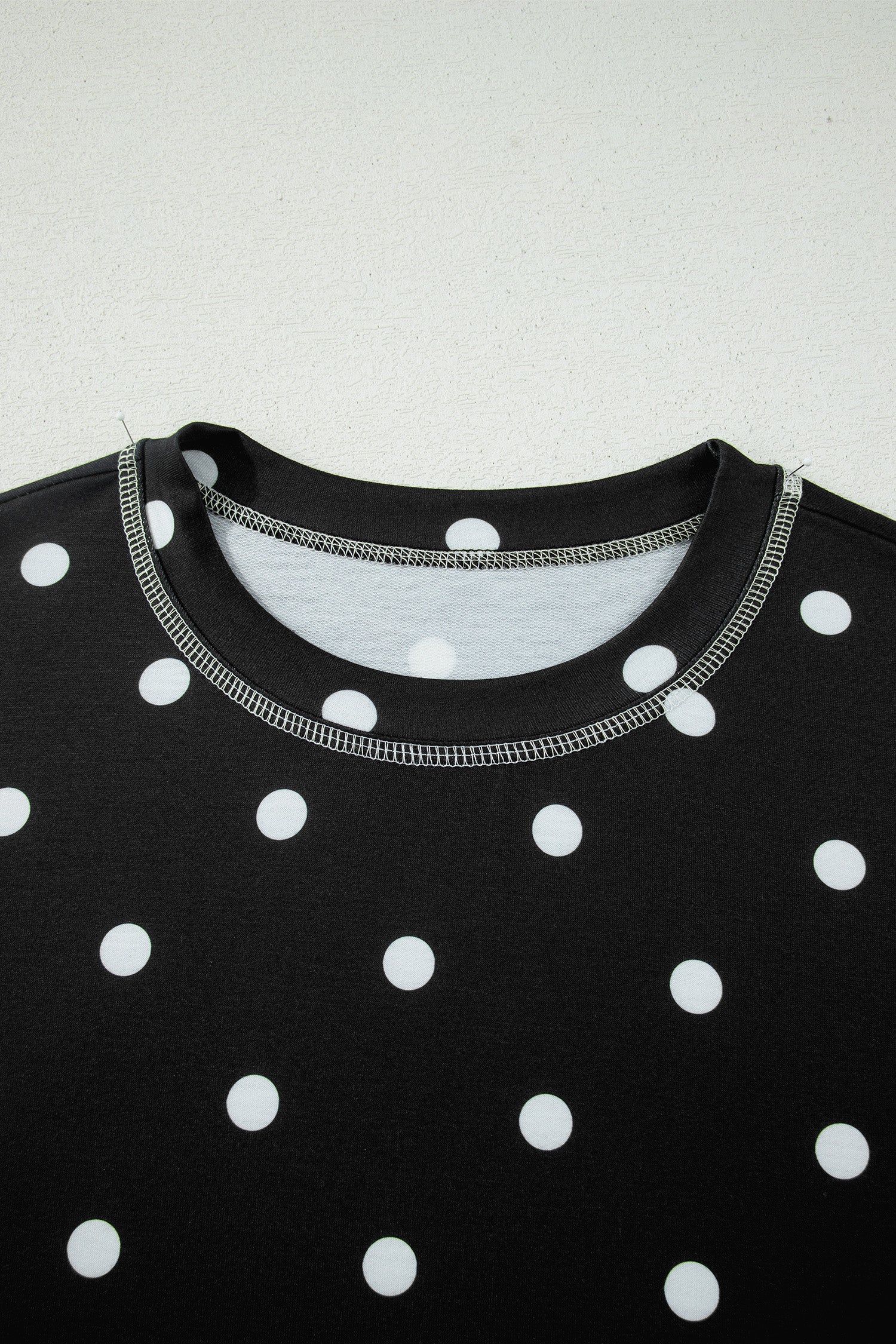 White Exposed Seam Detail Polka Dot Loose Tee Drawstring Shorts Set-Two Piece Sets/Short Sets-[Adult]-[Female]-2022 Online Blue Zone Planet