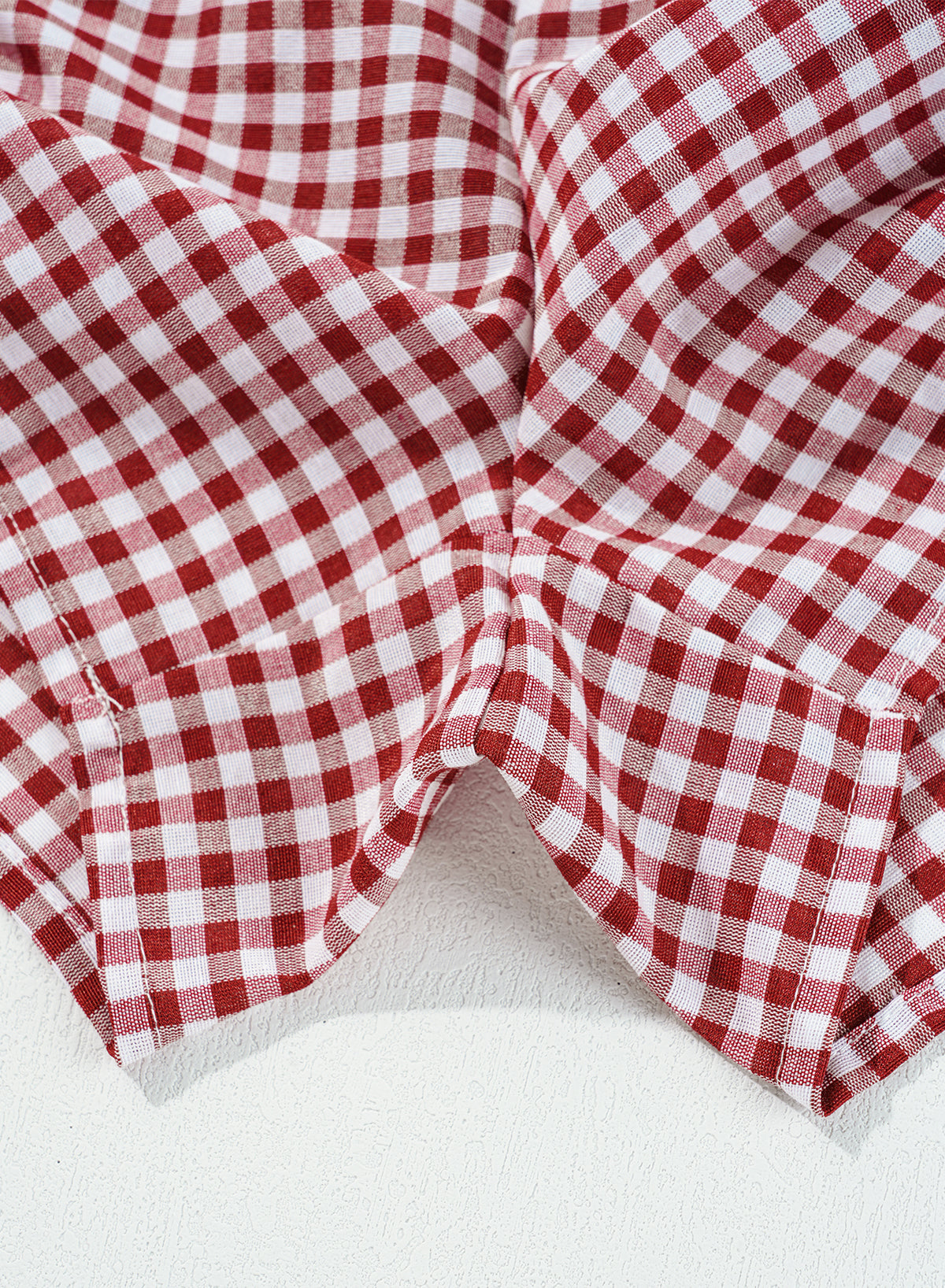 Blue Zone Planet | Red Plaid Gingham Printed High Waist Shorts-Bottoms/Casual Shorts-[Adult]-[Female]-2022 Online Blue Zone Planet