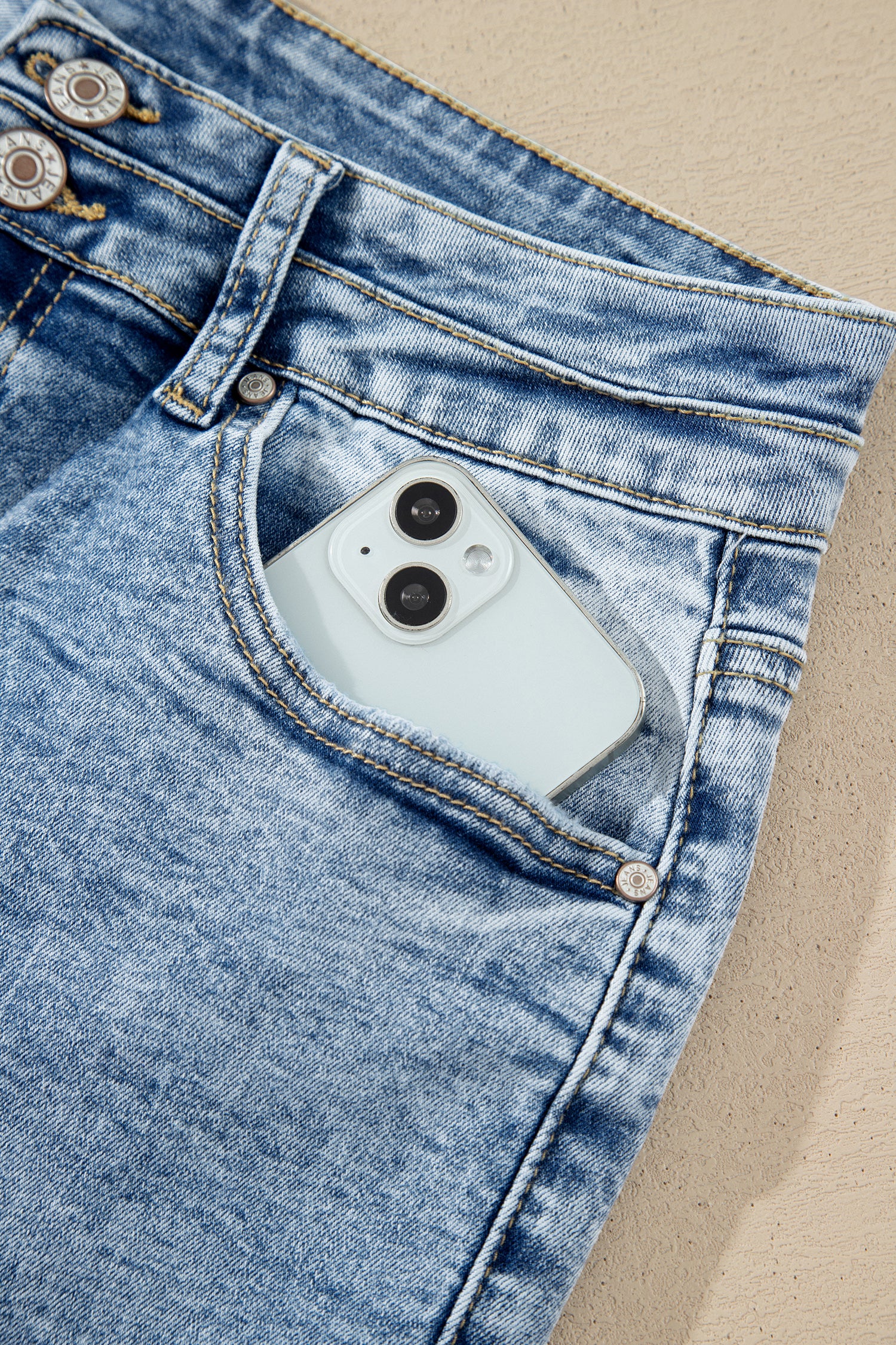 Beau Blue Acid Wash Pocket Detail Flare Jeans-Bottoms/Jeans-[Adult]-[Female]-2022 Online Blue Zone Planet