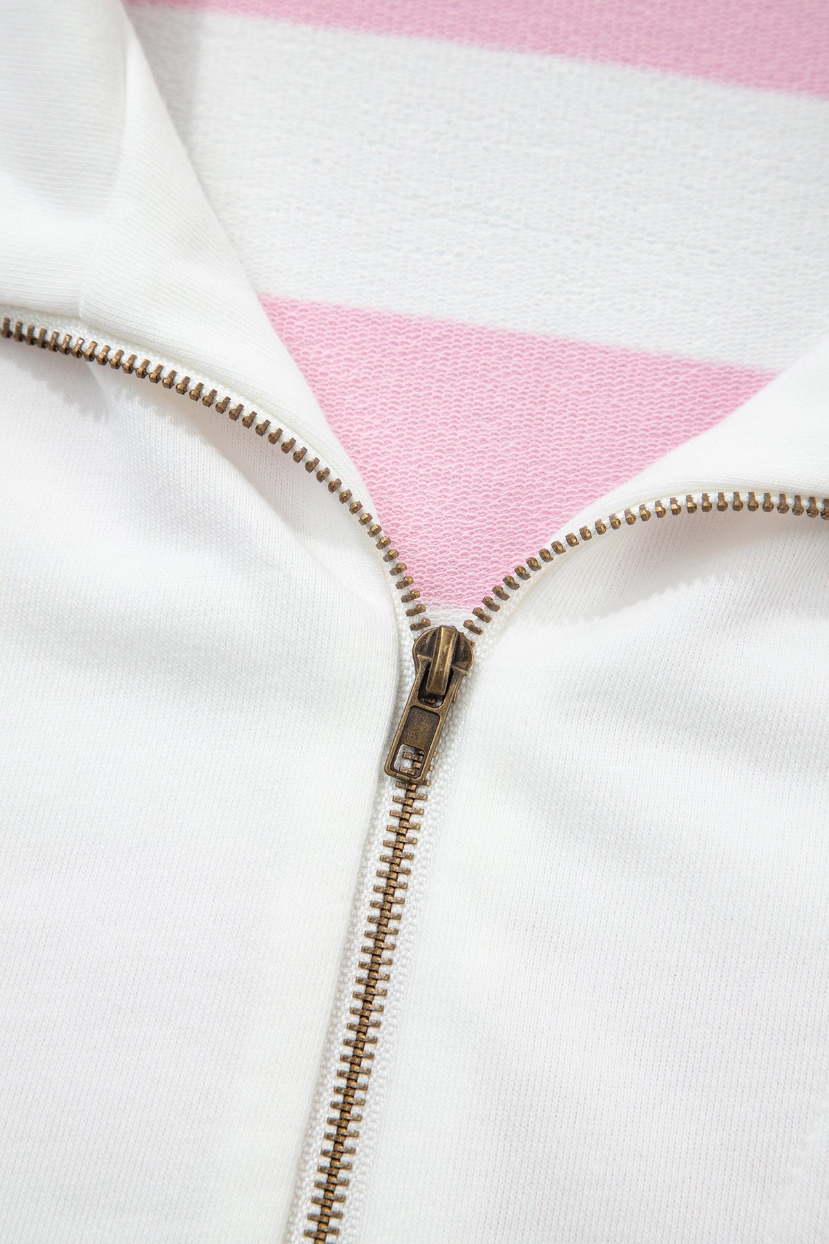 Pink Stripe Color Block Patchwork Zip Long Sleeve Top Elastic Waist Pants Set-Two Piece Sets/Pant Sets-[Adult]-[Female]-2022 Online Blue Zone Planet