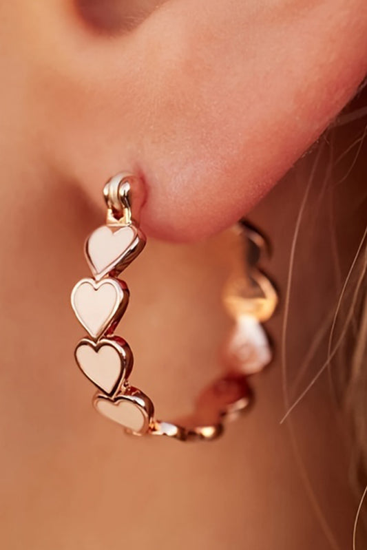 White Heart Shape Plated Alloy Small Hook Earrings-Accessories/Jewelry-[Adult]-[Female]-White-ONE SIZE-2022 Online Blue Zone Planet