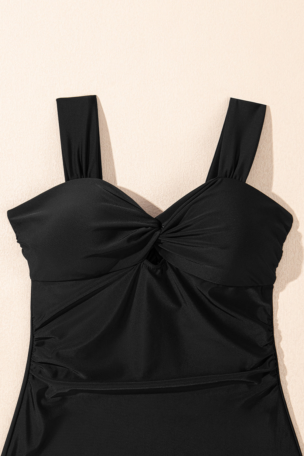 Black Cut Out Twist Bowknot Backless One Piece Swimsuit-Swimwear/One Piece Swimsuit-[Adult]-[Female]-2022 Online Blue Zone Planet