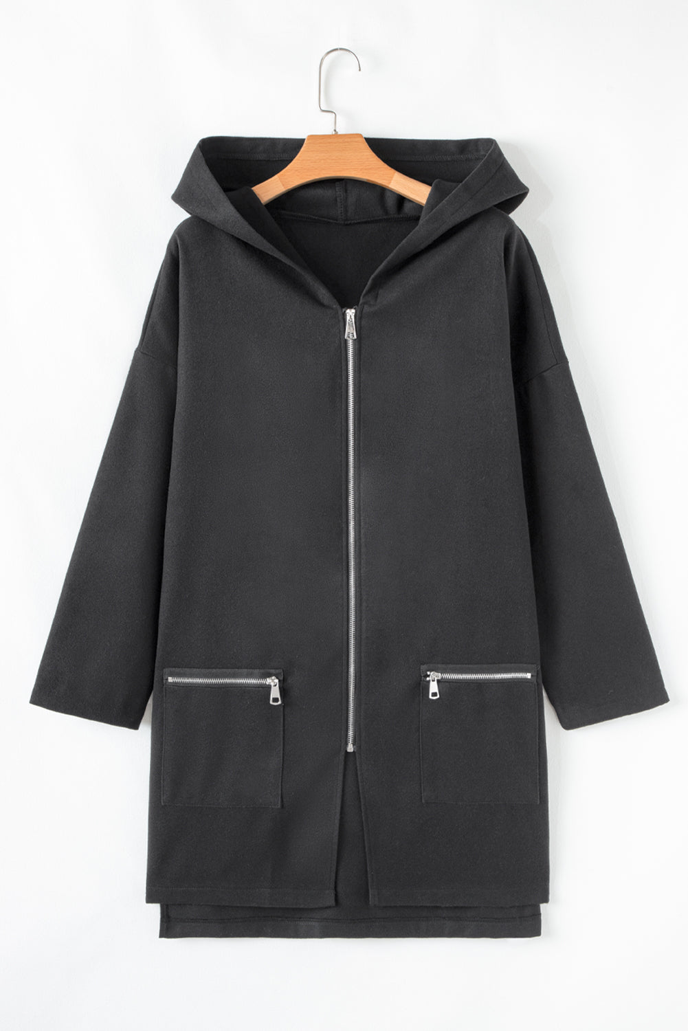 Fiery Red Solid Color Casual Zip up Hooded Coat-Tops / Dresses-[Adult]-[Female]-2022 Online Blue Zone Planet
