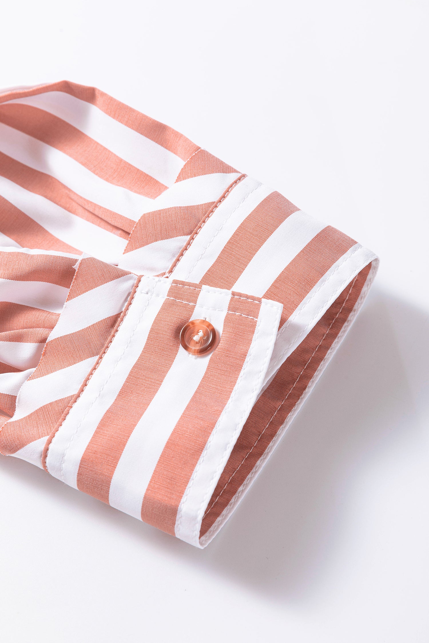 Khaki Stripe Button Front Ruffle Hem Bracelet Sleeve Shirt-Bracelet-[Adult]-[Female]-2022 Online Blue Zone Planet