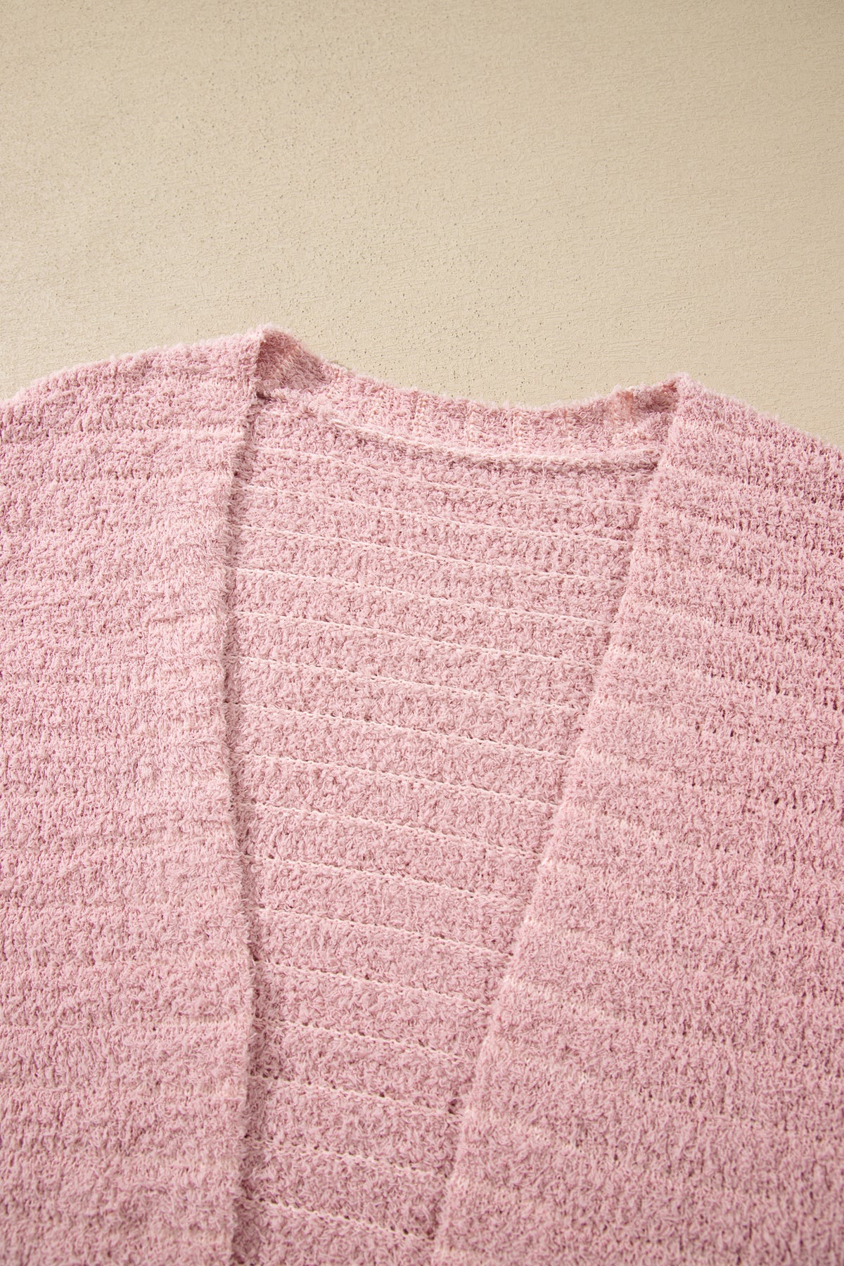 Light Pink Open Front Soft Fuzzy Ribbed Sweater Cardigan-TOPS / DRESSES-[Adult]-[Female]-2022 Online Blue Zone Planet