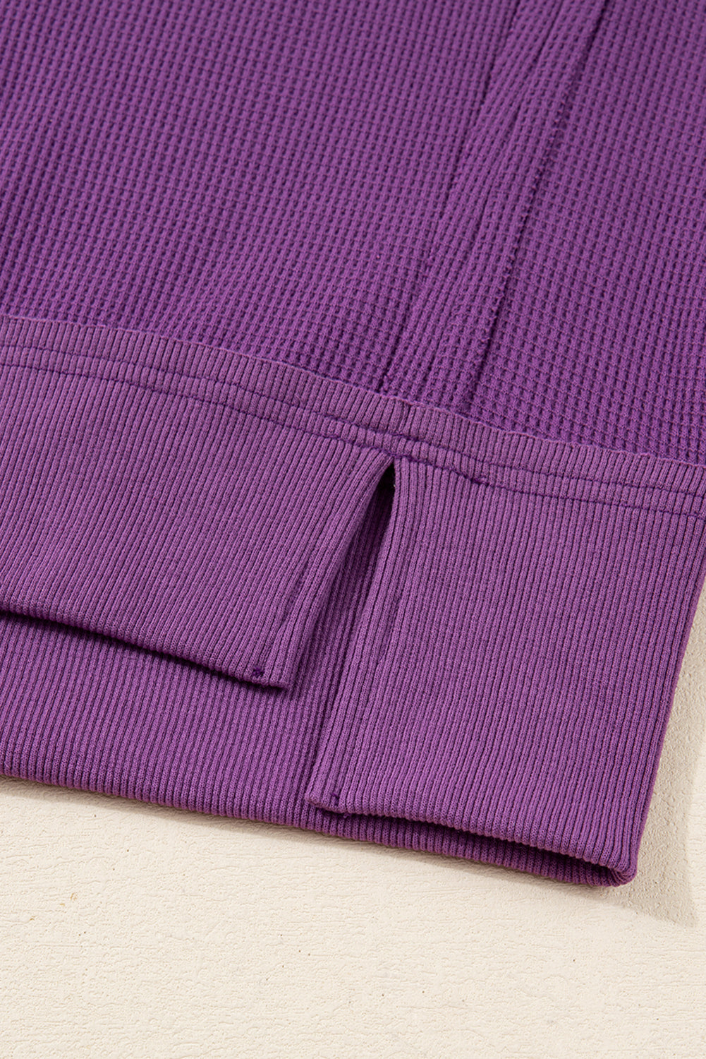 Orchid Mist Solid Color Raw Seam Patchwork Ribbed Drop Shoulder Sweatshirt-Tops/Sweatshirts & Hoodies-[Adult]-[Female]-2022 Online Blue Zone Planet