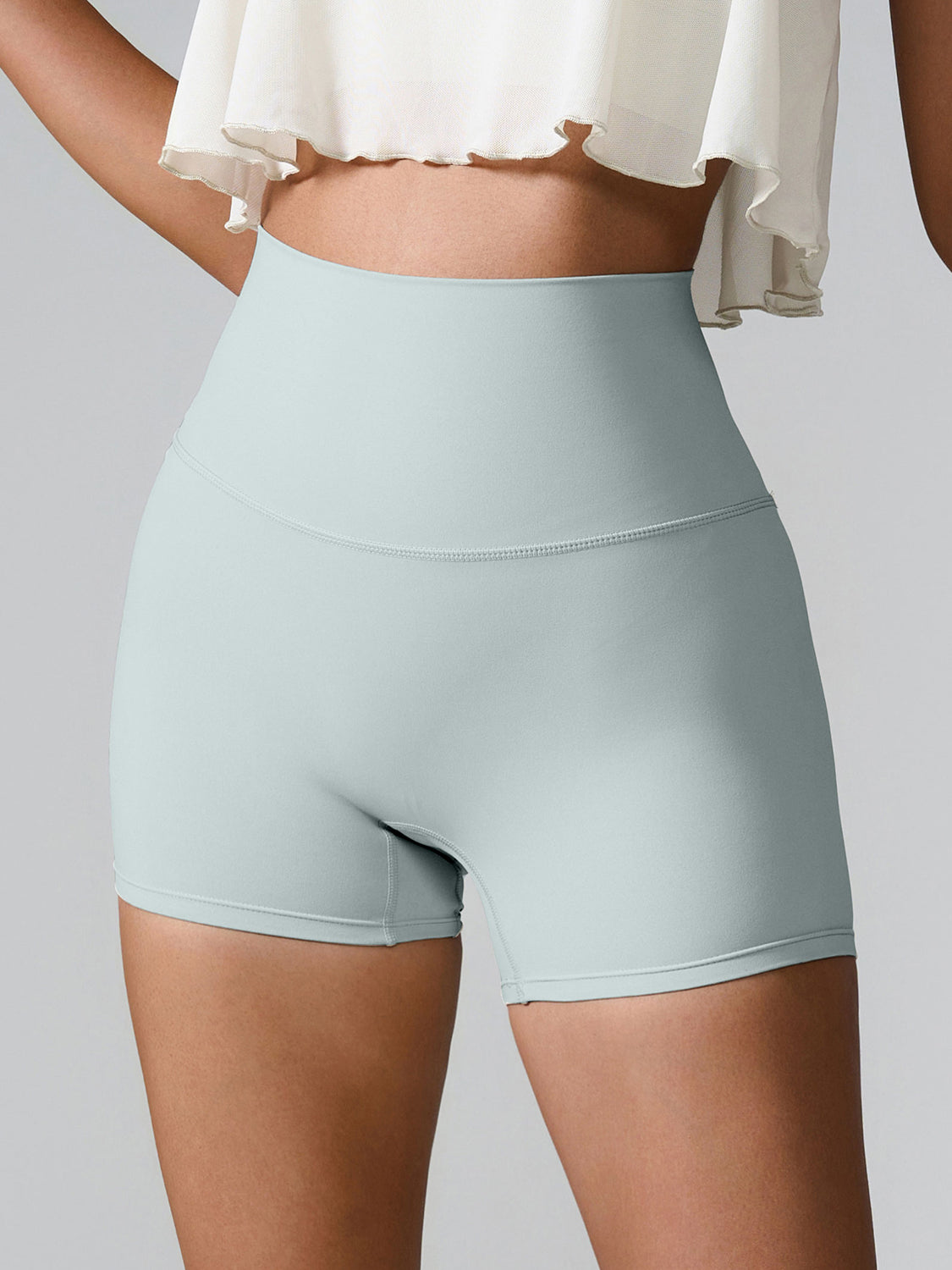 Blue Zone Planet | High Waist Active Shorts-TOPS / DRESSES-[Adult]-[Female]-Light Green-S-2022 Online Blue Zone Planet