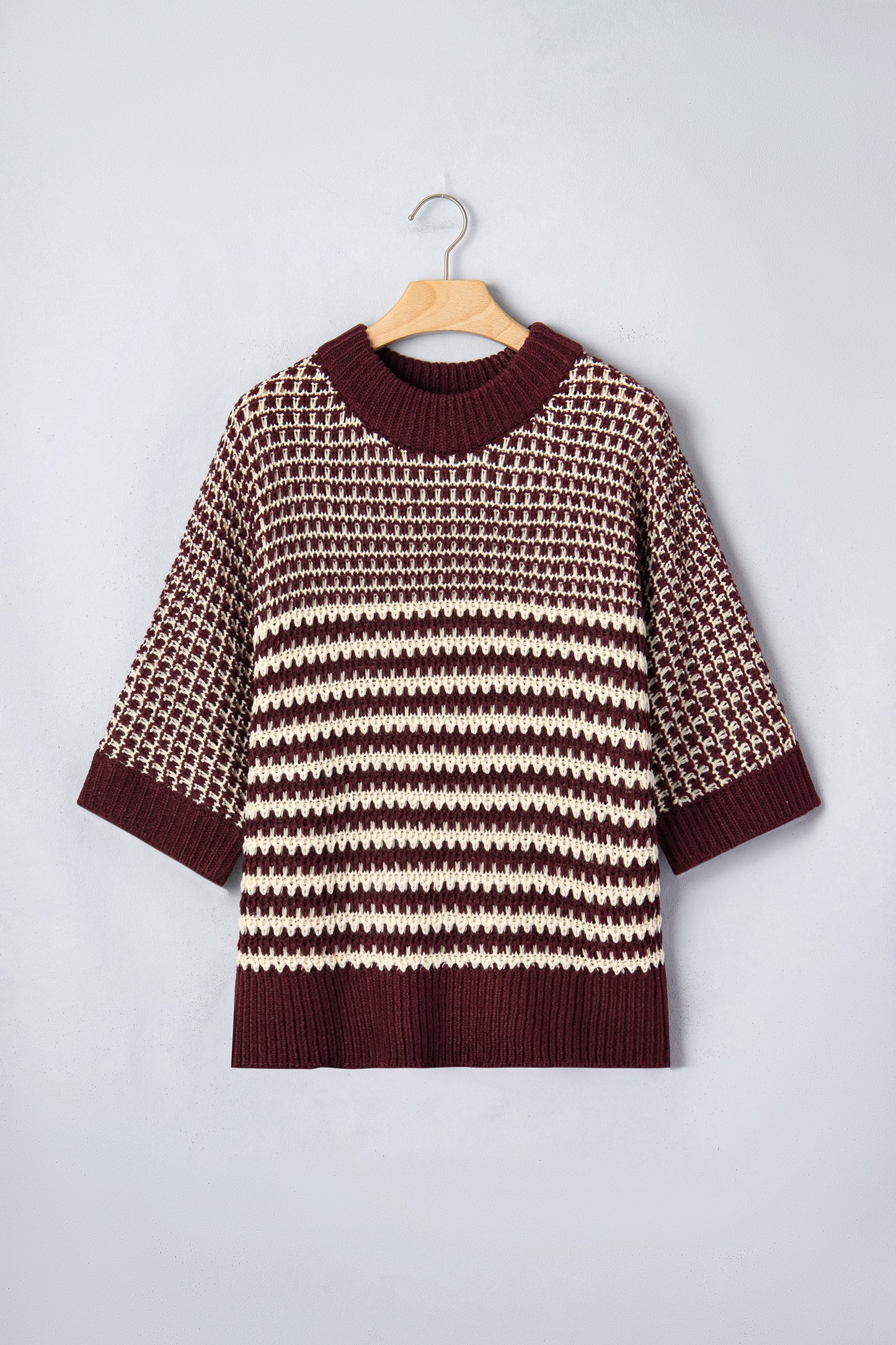 Red 3/4 Draped Sleeve Slouchy Sweater-TOPS / DRESSES-[Adult]-[Female]-2022 Online Blue Zone Planet