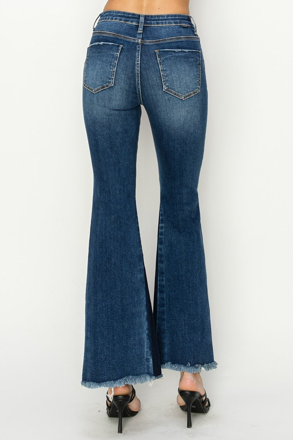 RISEN Full Size High Rise Side Shadow Seam Detail Slit Flare Jeans-BOTTOMS SIZES SMALL MEDIUM LARGE-[Adult]-[Female]-2022 Online Blue Zone Planet