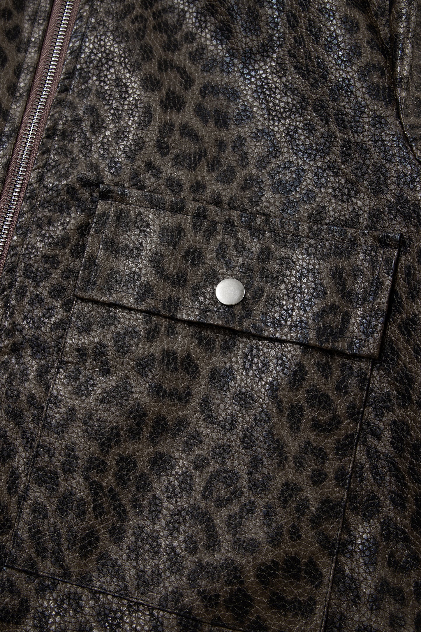Multicolour Leopard Print Colorblock Collar Metal Placket Jacket-Outerwear/Jackets-[Adult]-[Female]-2022 Online Blue Zone Planet