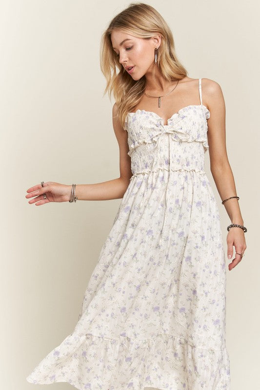 ADORA Smocked Floral Sweetheart Neck Cami Dress-TOPS / DRESSES-[Adult]-[Female]-2022 Online Blue Zone Planet