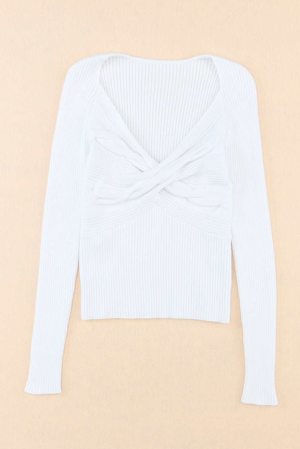 Crisscross V Neck Long Sleeve Knit Top-TOPS / DRESSES-[Adult]-[Female]-2022 Online Blue Zone Planet