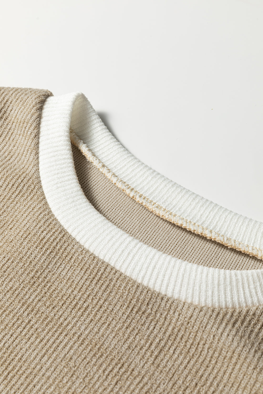 Four Leaf Clover Contrast Color Trim Knit Drop Shoulder Loose Top-Tops/Long Sleeve Tops-[Adult]-[Female]-2022 Online Blue Zone Planet