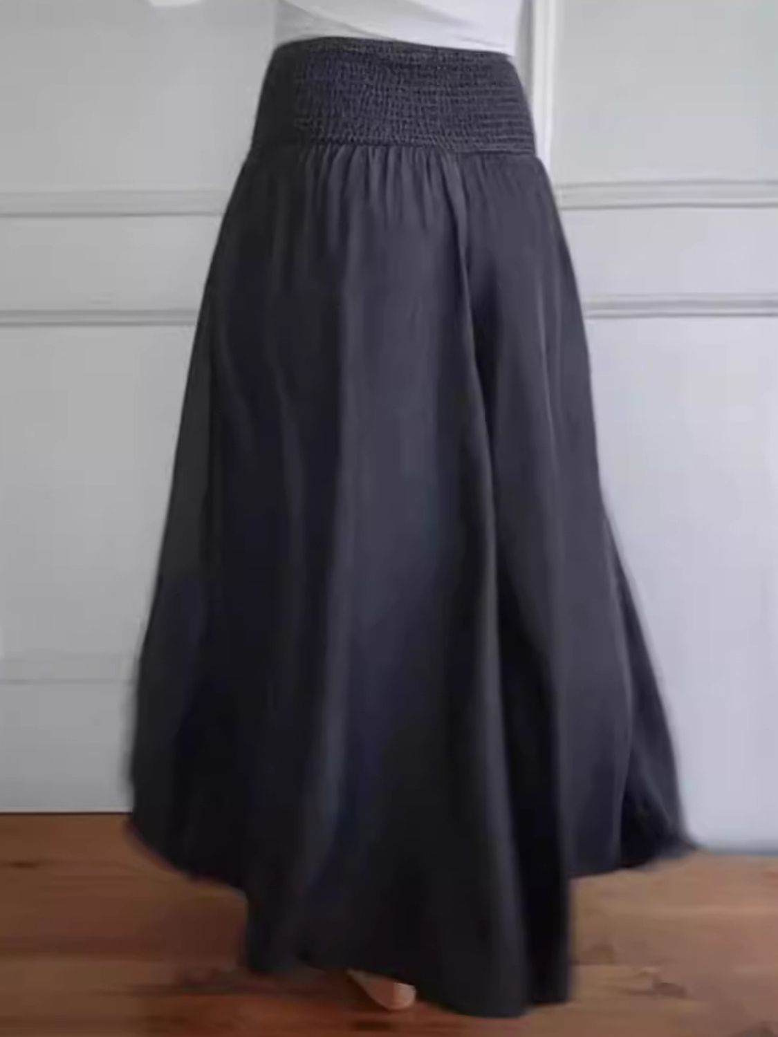 Full Size Smocked Wide Leg Pants with Pockets-BOTTOMS SIZES SMALL MEDIUM LARGE-[Adult]-[Female]-2022 Online Blue Zone Planet