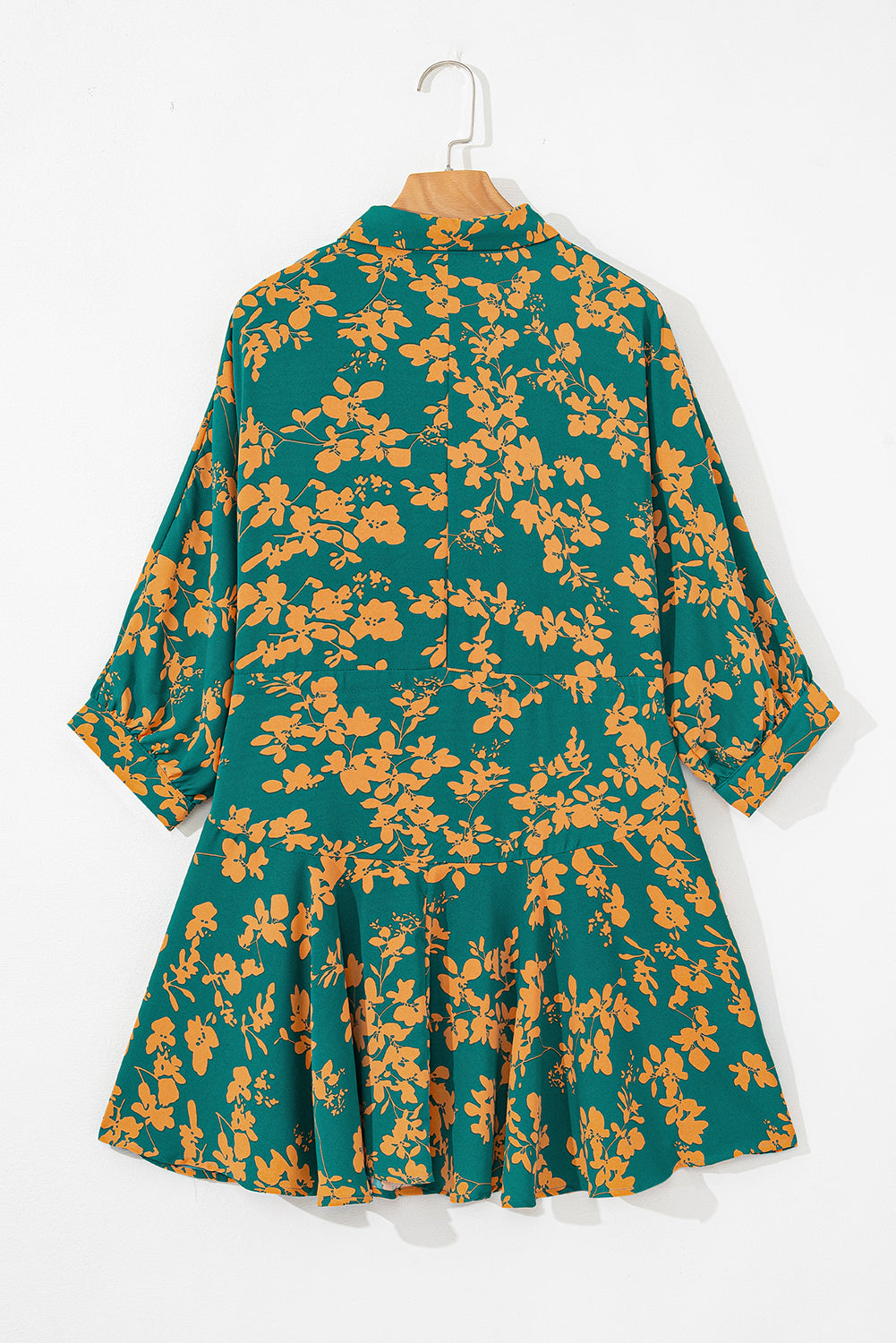 Green Floral Print Drawstring Tunic Flowy Short Dress Green / S / 100%Polyester Green Floral Print Drawstring Tunic Flowy Short Dress Green / S / 100%Polyester