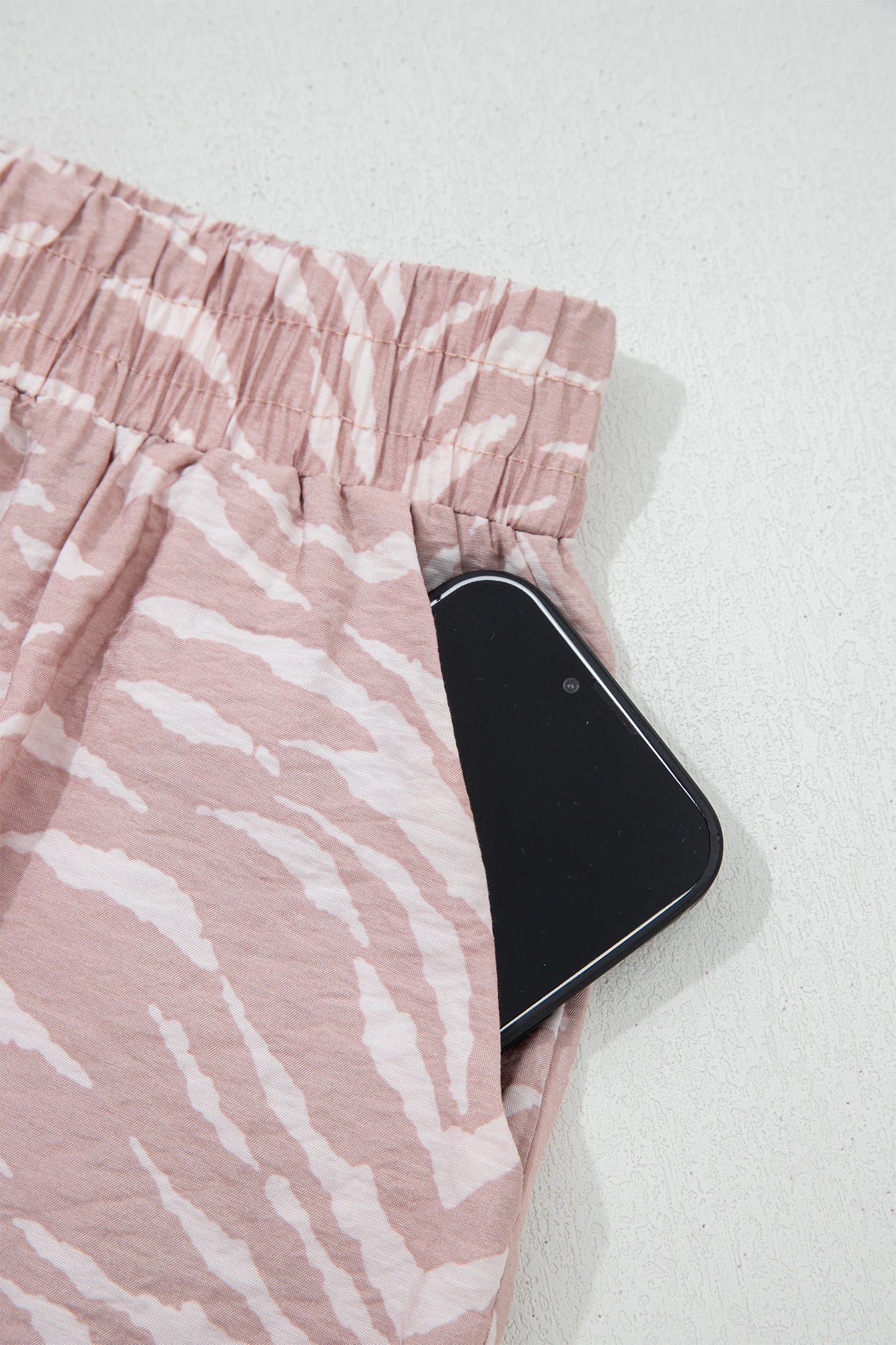 Khaki Abstract Print Cuffed Short Sleeve Loose Top Short Set-Two Piece Sets/Short Sets-[Adult]-[Female]-2022 Online Blue Zone Planet