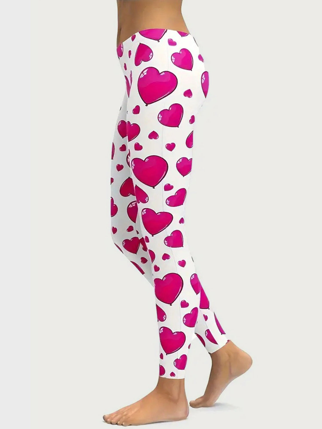 Blue Zone Planet | Heart Print Skinny Pants-BOTTOMS SIZES SMALL MEDIUM LARGE-[Adult]-[Female]-Hot Pink-S-2022 Online Blue Zone Planet