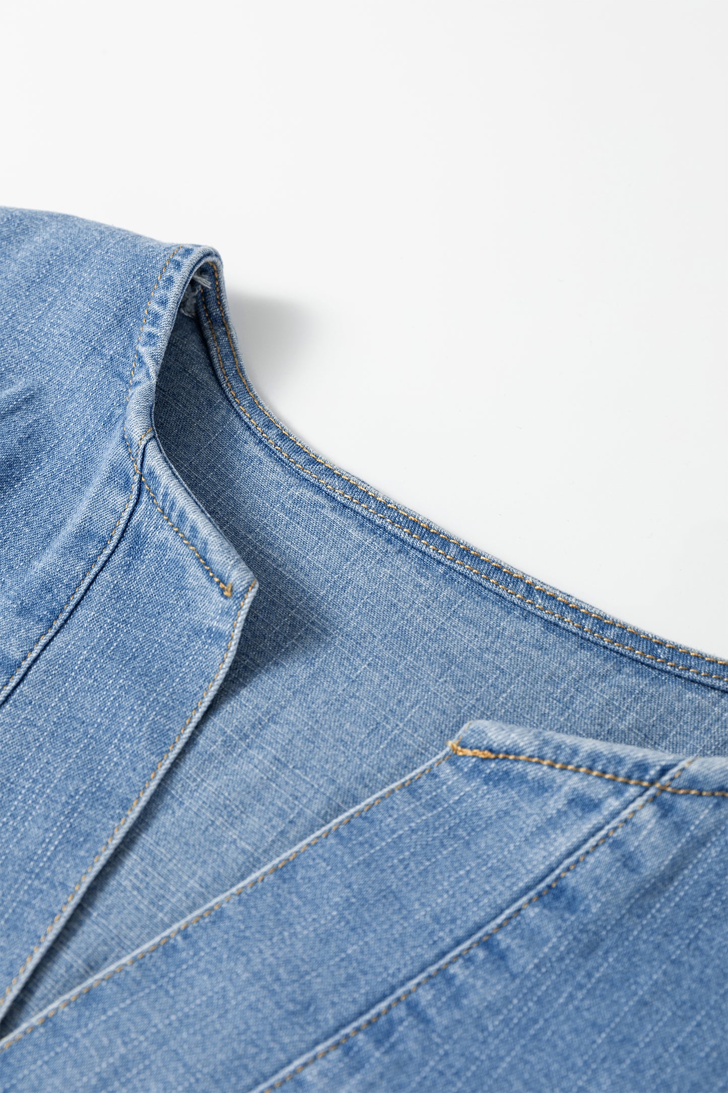 Myosotis Elastic Waist Short Sleeve Denim Mini Dress-TOPS / DRESSES-[Adult]-[Female]-2022 Online Blue Zone Planet