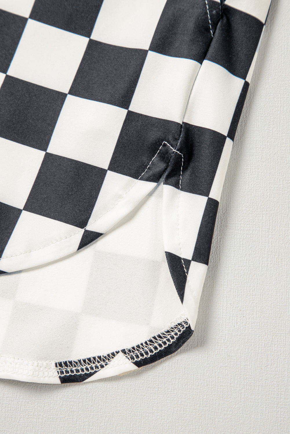 Blue Zone Planet | Black Checkered Print High Waist Casual Shorts-Bottoms/Casual Shorts-[Adult]-[Female]-2022 Online Blue Zone Planet