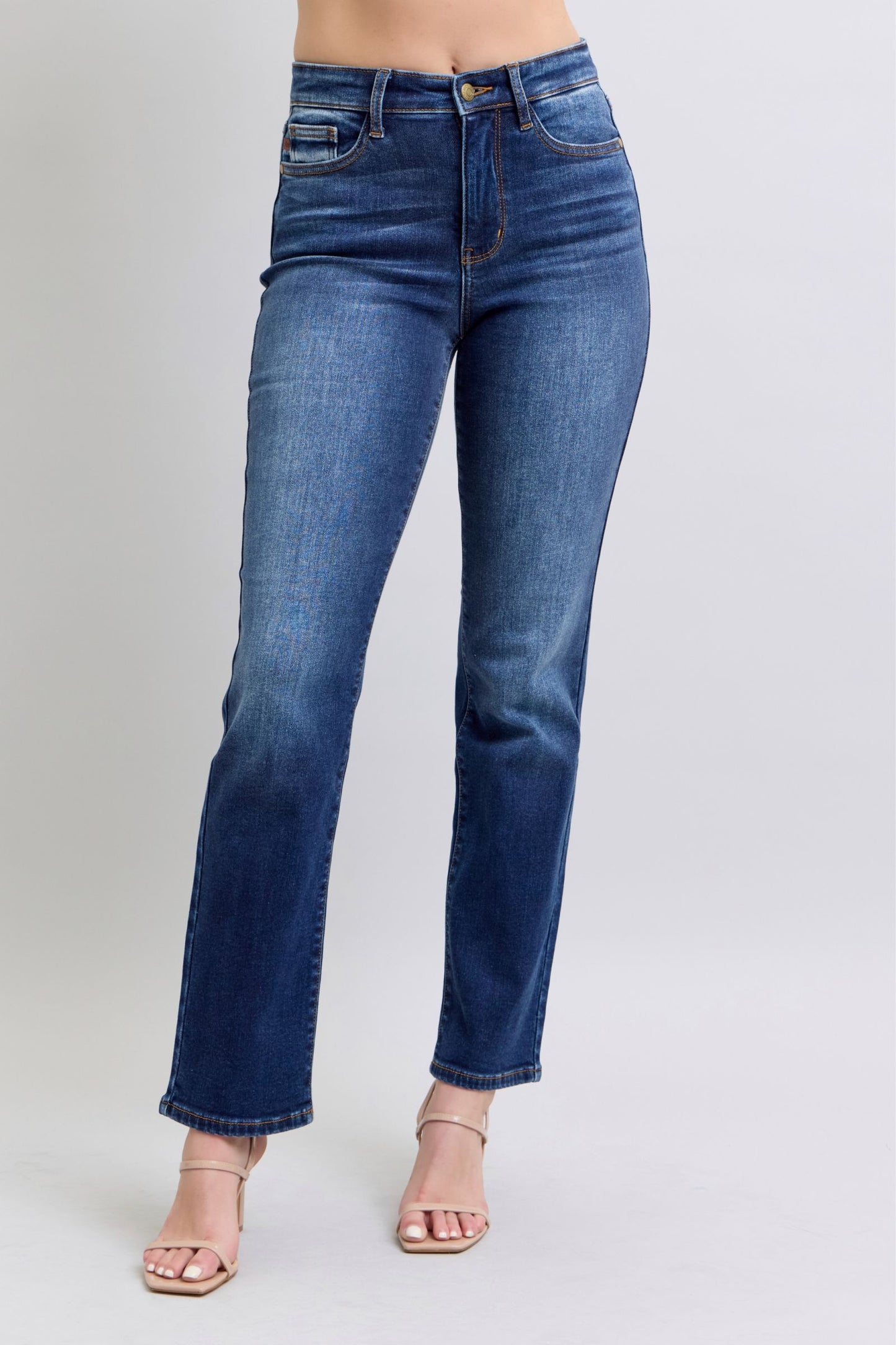 Judy Blue Full Size Washed Straight Leg Jeans with Pockets-BOTTOM SIZES SMALL MEDIUM LARGE-[Adult]-[Female]-Dark-0(24)-2022 Online Blue Zone Planet