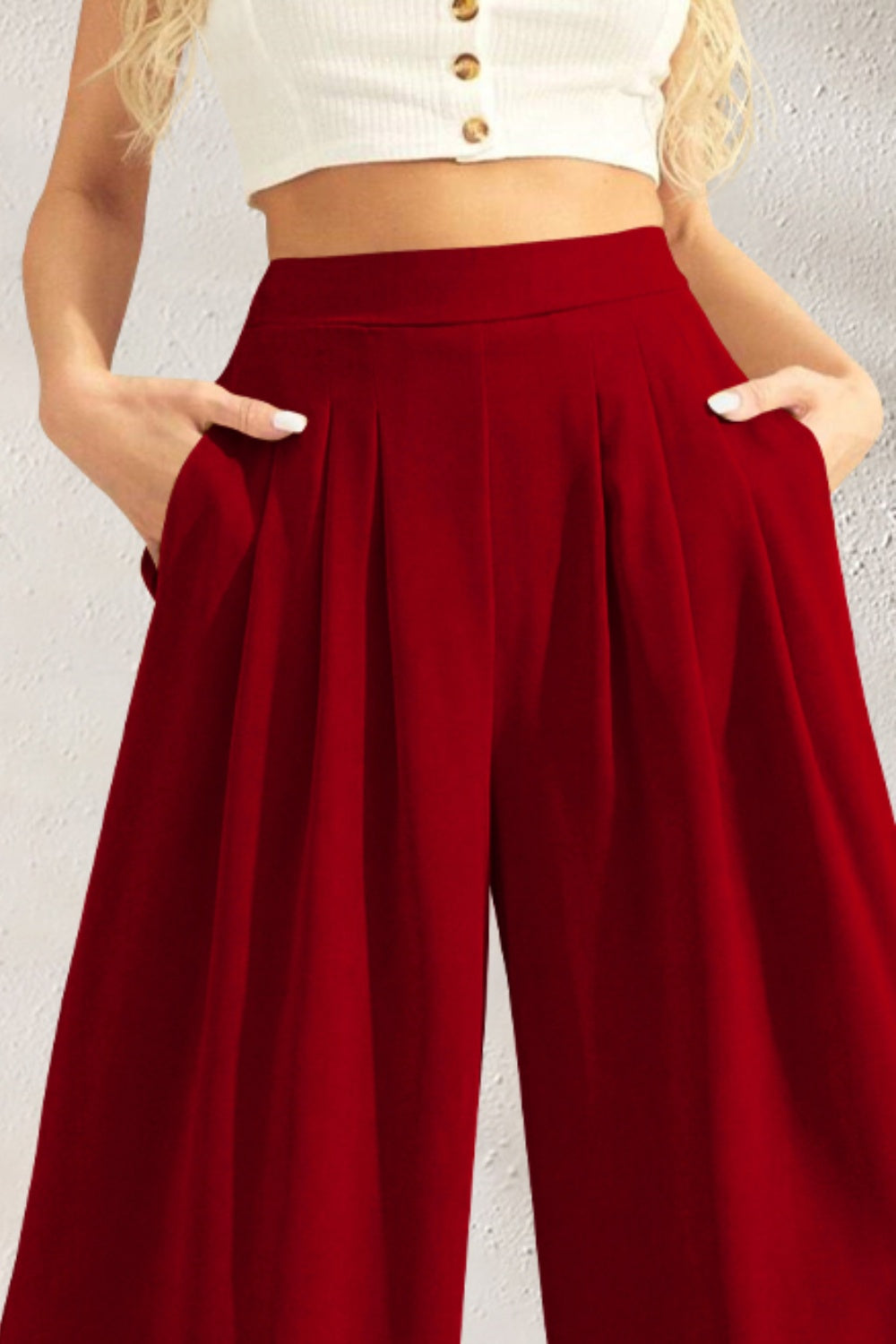 Blue Zone Planet | FAM-FAM High Waist Wide Leg Pants-BOTTOMS SIZES SMALL MEDIUM LARGE-[Adult]-[Female]-2022 Online Blue Zone Planet