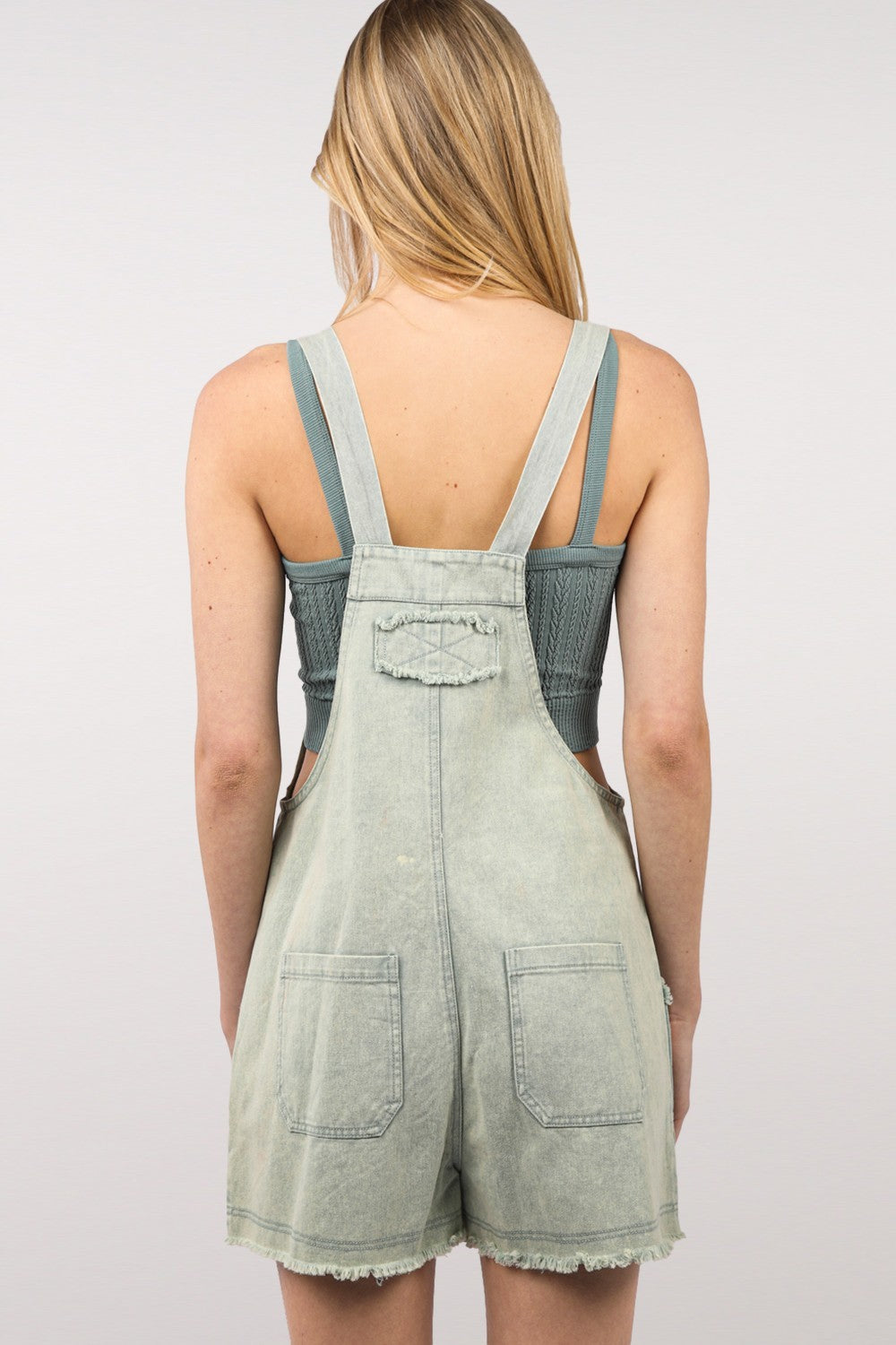 VERY J Washed Frayed Hem Denim Overall-TOPS / DRESSES-[Adult]-[Female]-2022 Online Blue Zone Planet