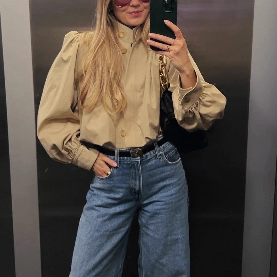 Tina's Puff Sleeve Cropped Jacket-TOPS / DRESSES-[Adult]-[Female]-2022 Online Blue Zone Planet