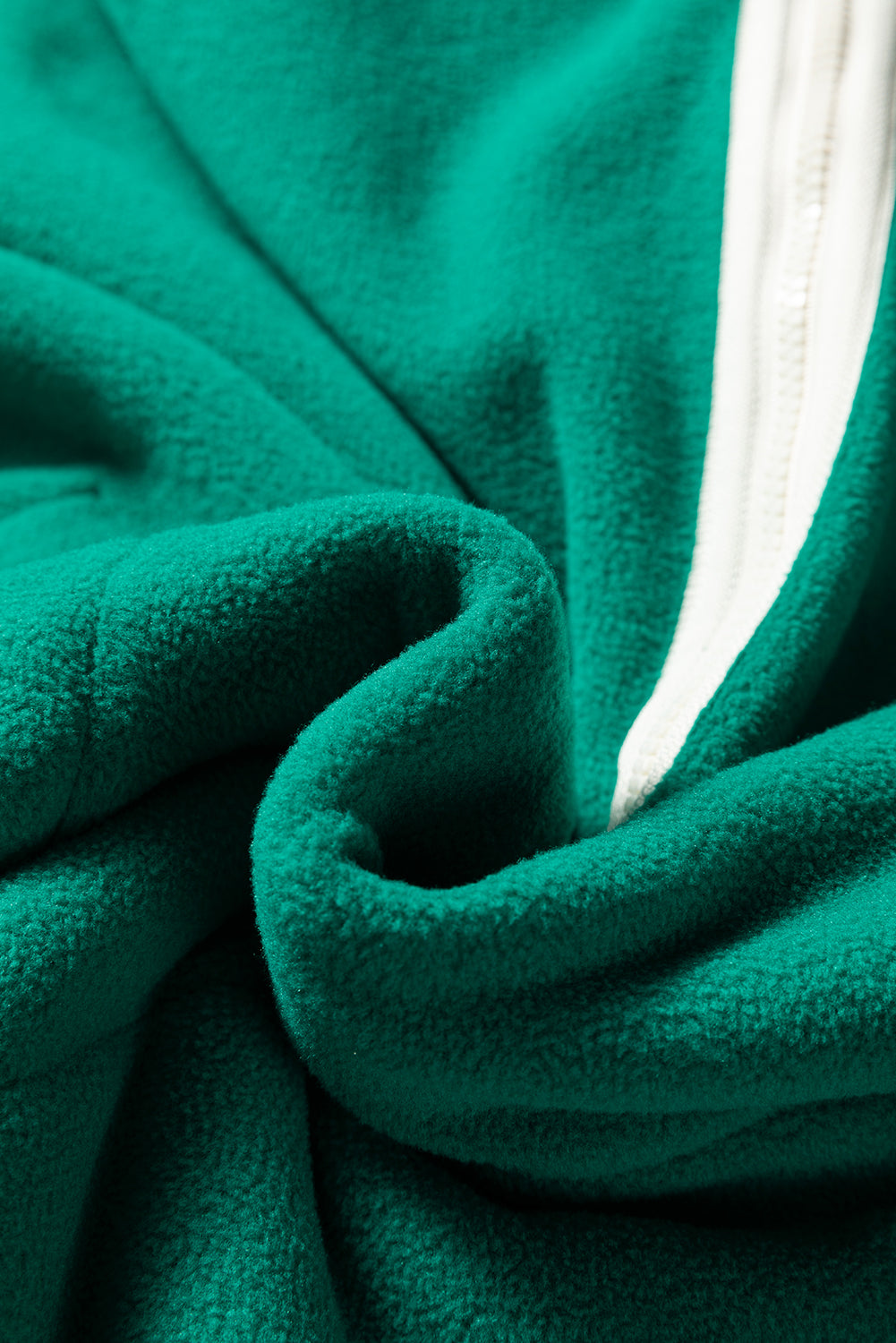 Dark Green Half Zip Contrast Trim Pocketed Plus Size Fleece Sweatshirt-Plus Size/Plus Size Sweatshirts & Hoodies-[Adult]-[Female]-2022 Online Blue Zone Planet